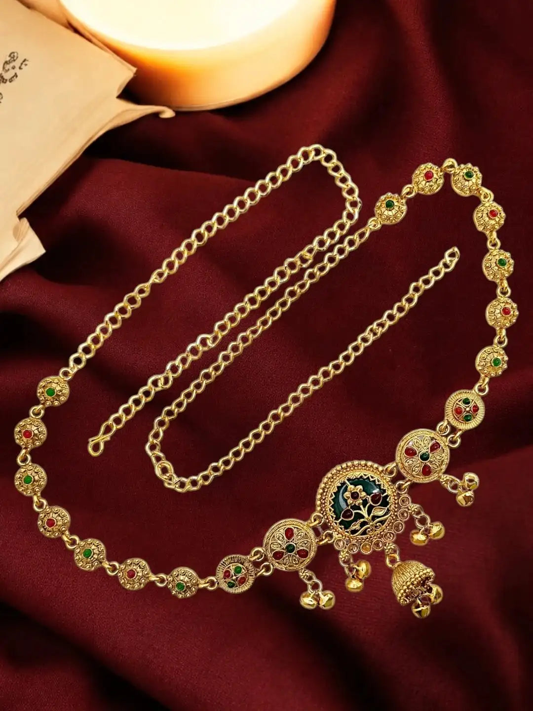 Gold Plated Heritage Meenakari Waist Chain Kamarbandh