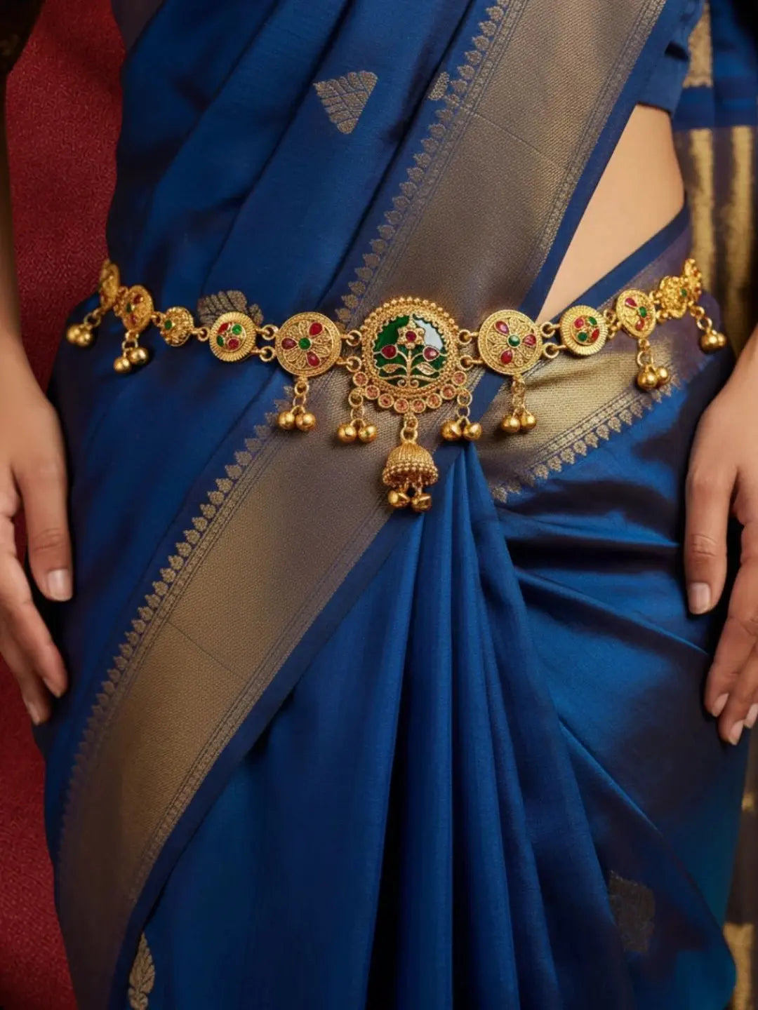 Gold Plated Heritage Meenakari Waist Chain Kamarbandh