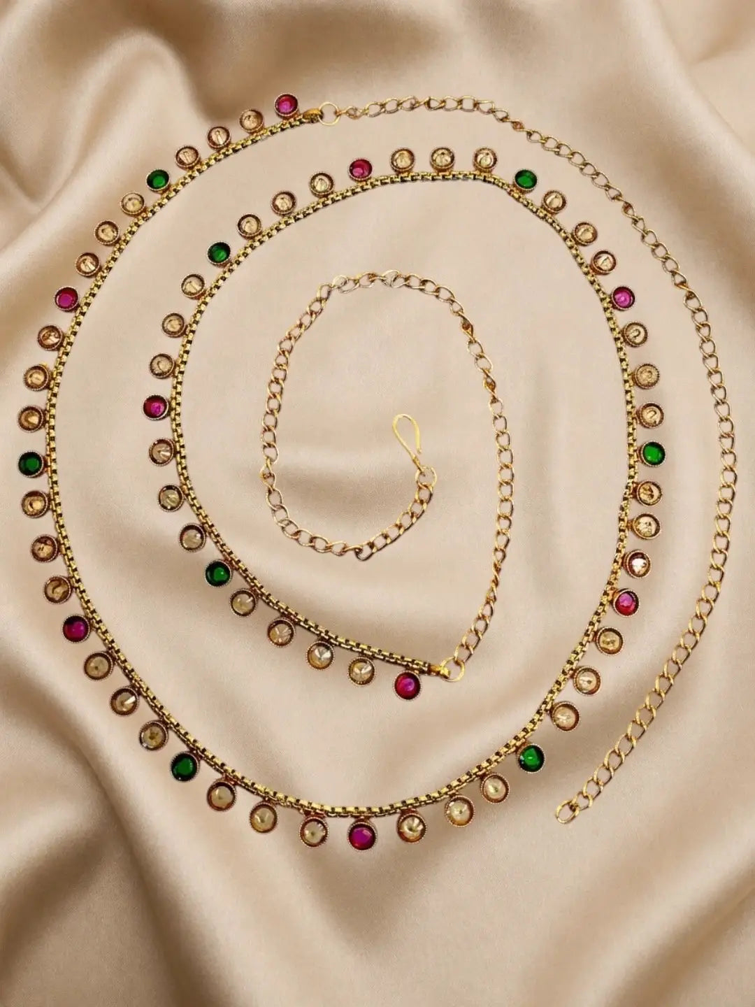 Gold Plated Multi Stone Waist Chain Kamarbandh