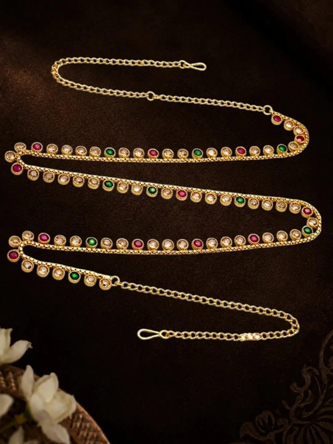 Gold Plated Multi Stone Waist Chain Kamarbandh