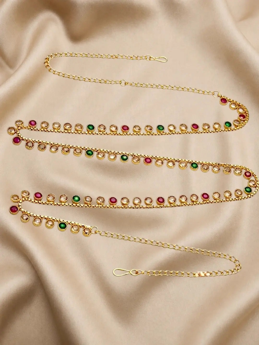Gold Plated Multi Stone Waist Chain Kamarbandh