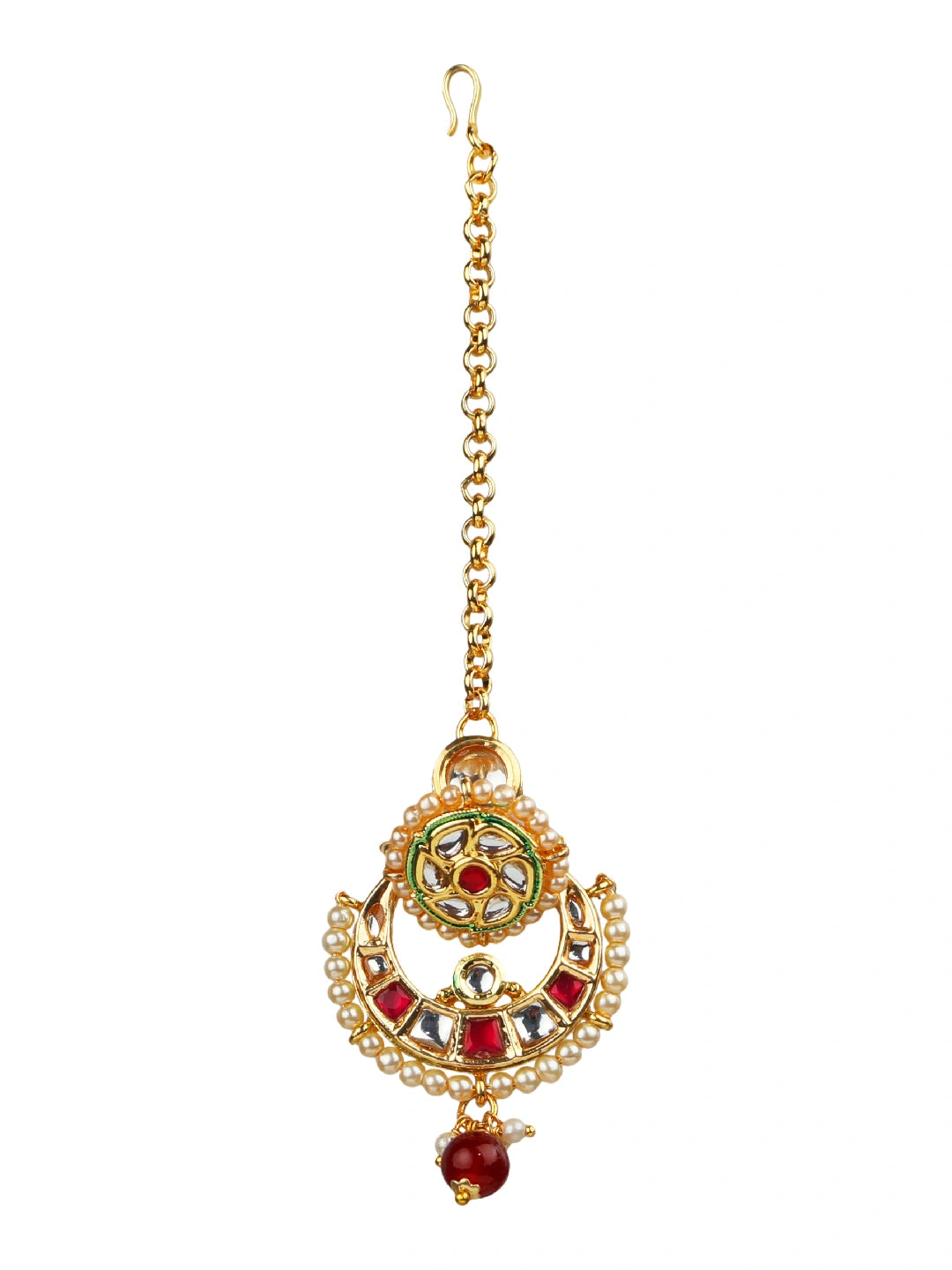 Rajasthani Gold plated Kundan Borla Maang tikka