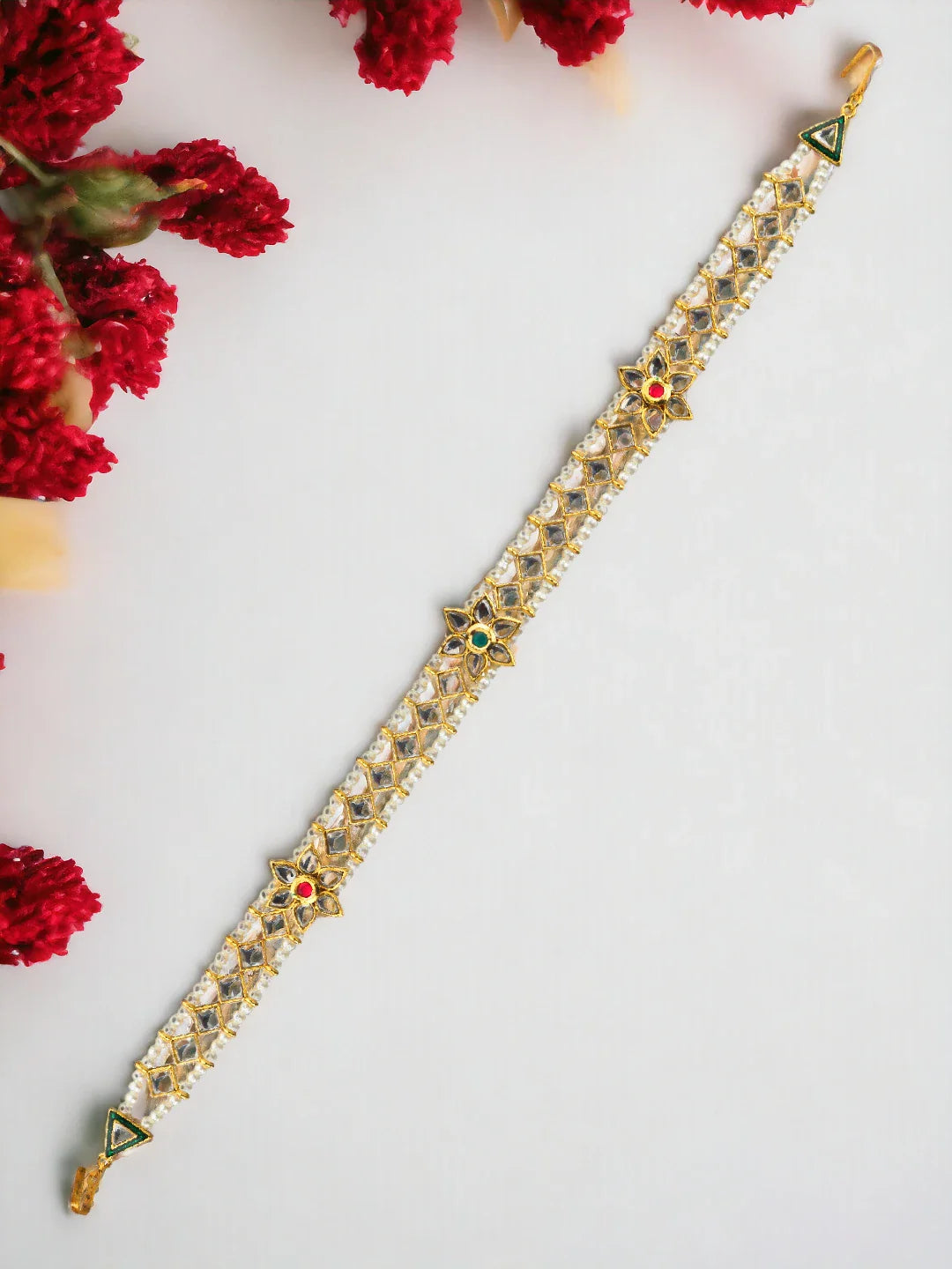 Floral Multicolor Kundan Mathapatti Sheeshphool