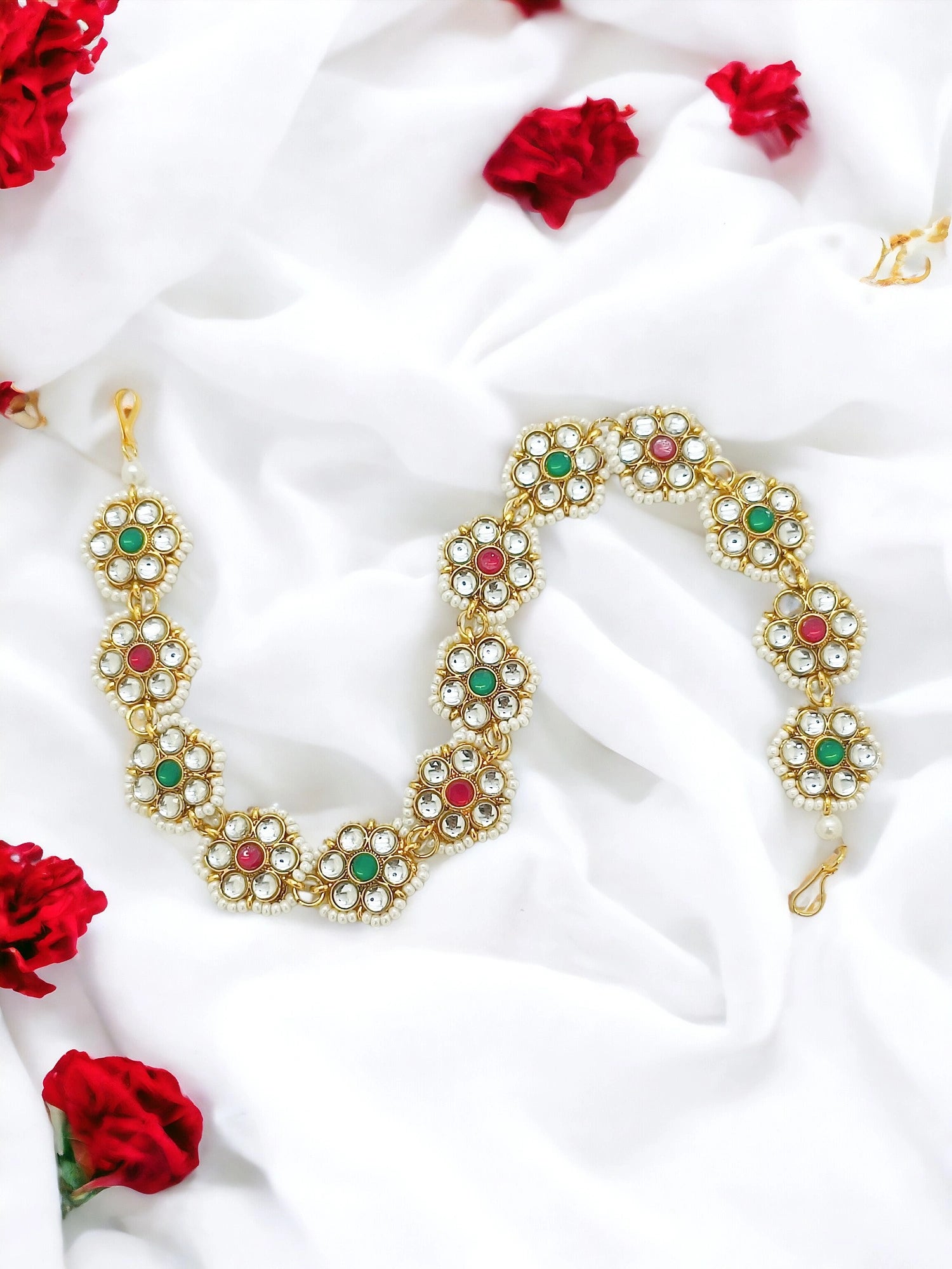 Multicolor Kundan Flower Mathapatti Sheeshphool