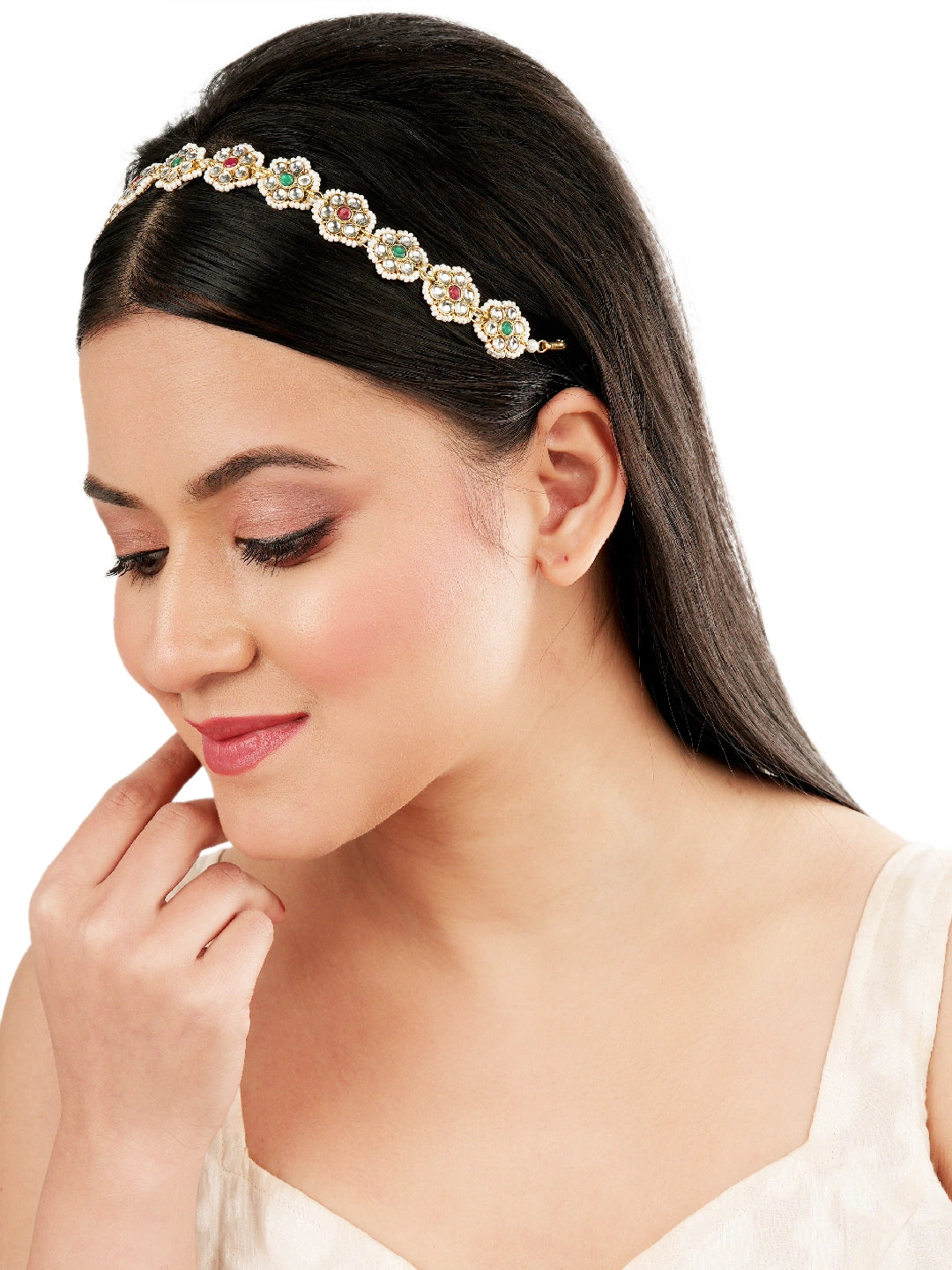 Multicolor Kundan Flower Mathapatti Sheeshphool