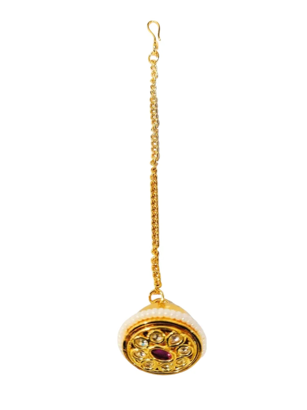 Gold-Plated Kundan Studded Maang Tikka Head Jewellery