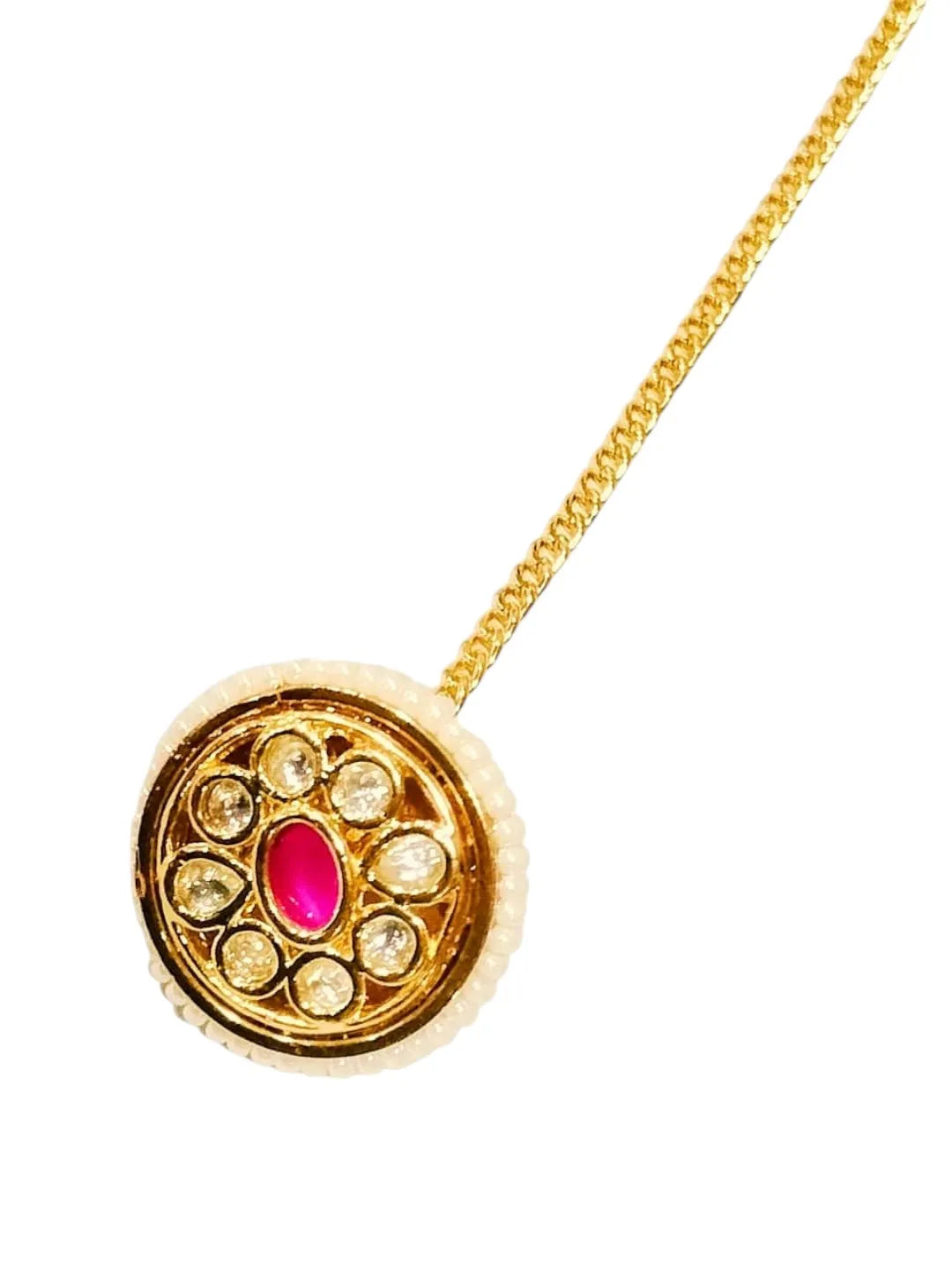 Gold-Plated Kundan Studded Maang Tikka Head Jewellery