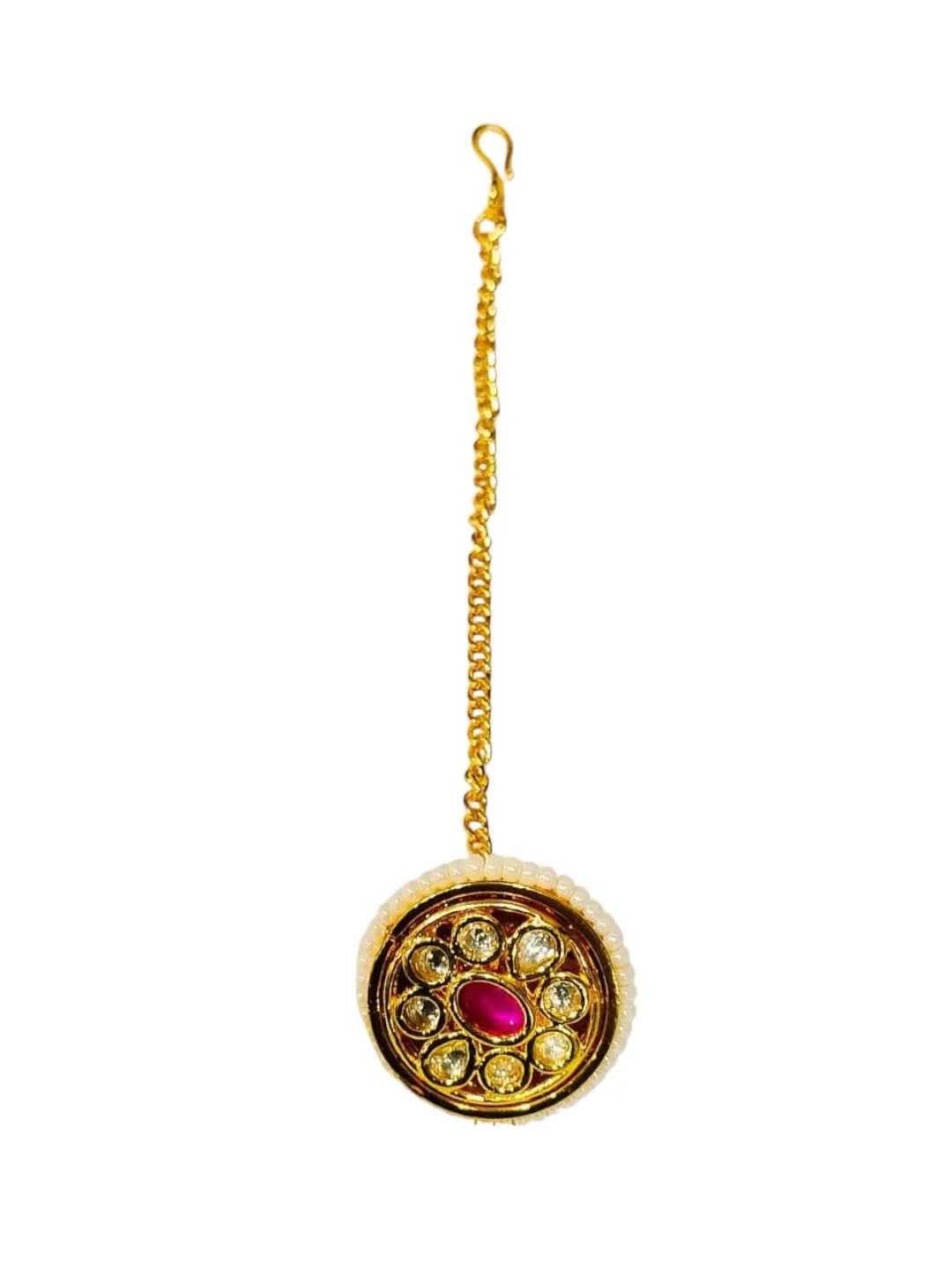Gold-Plated Kundan Studded Maang Tikka Head Jewellery