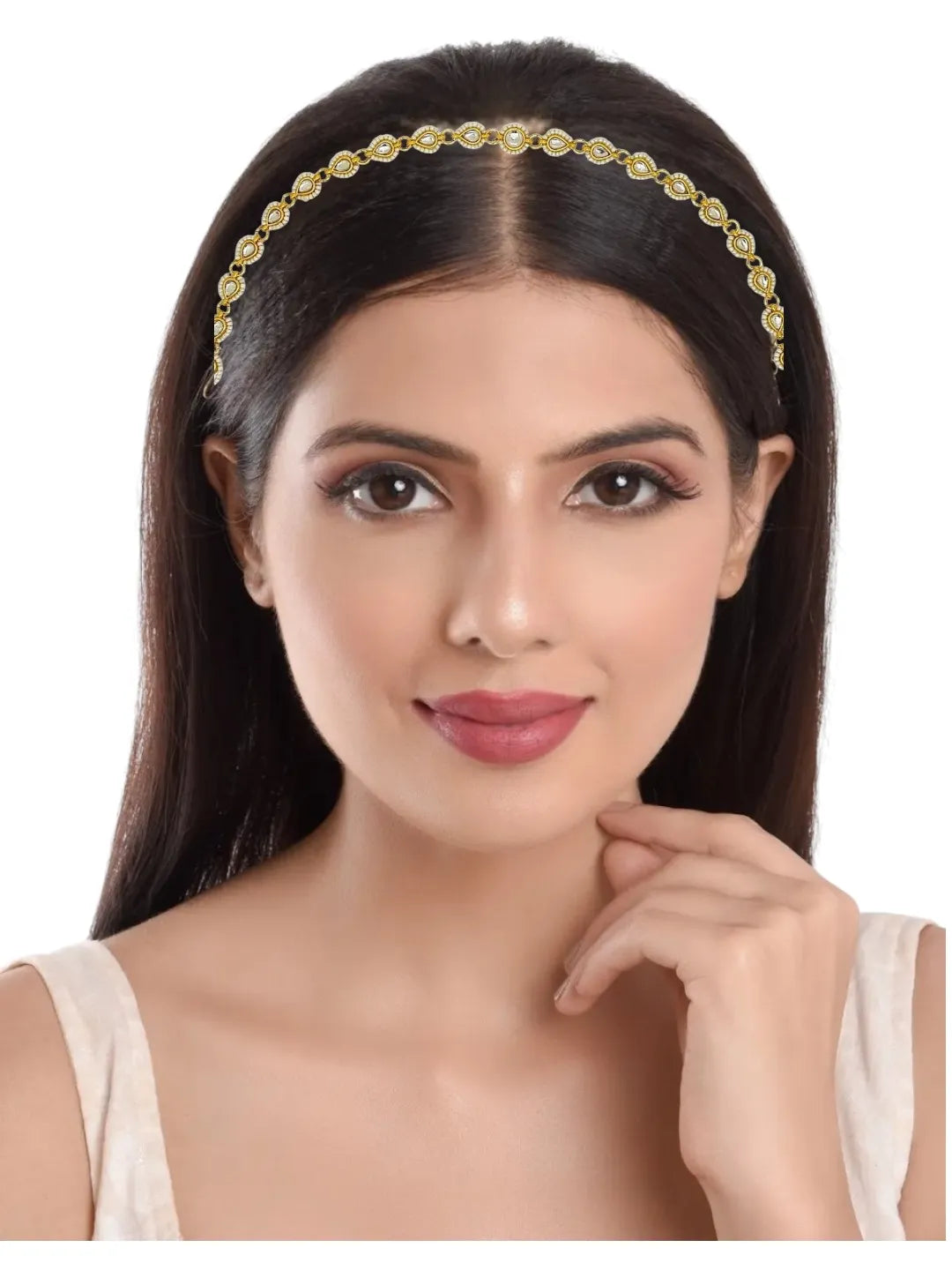 Gold-Plated Kundan Studded Matha Patti Head Jewellery