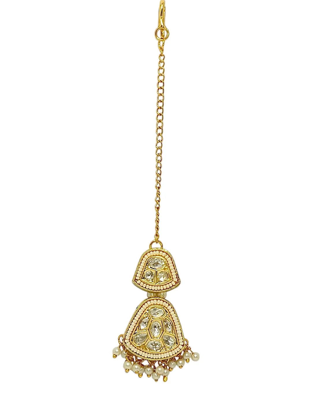 Gold-Plated Crystals Studded Maang Tikka Head Jewellery