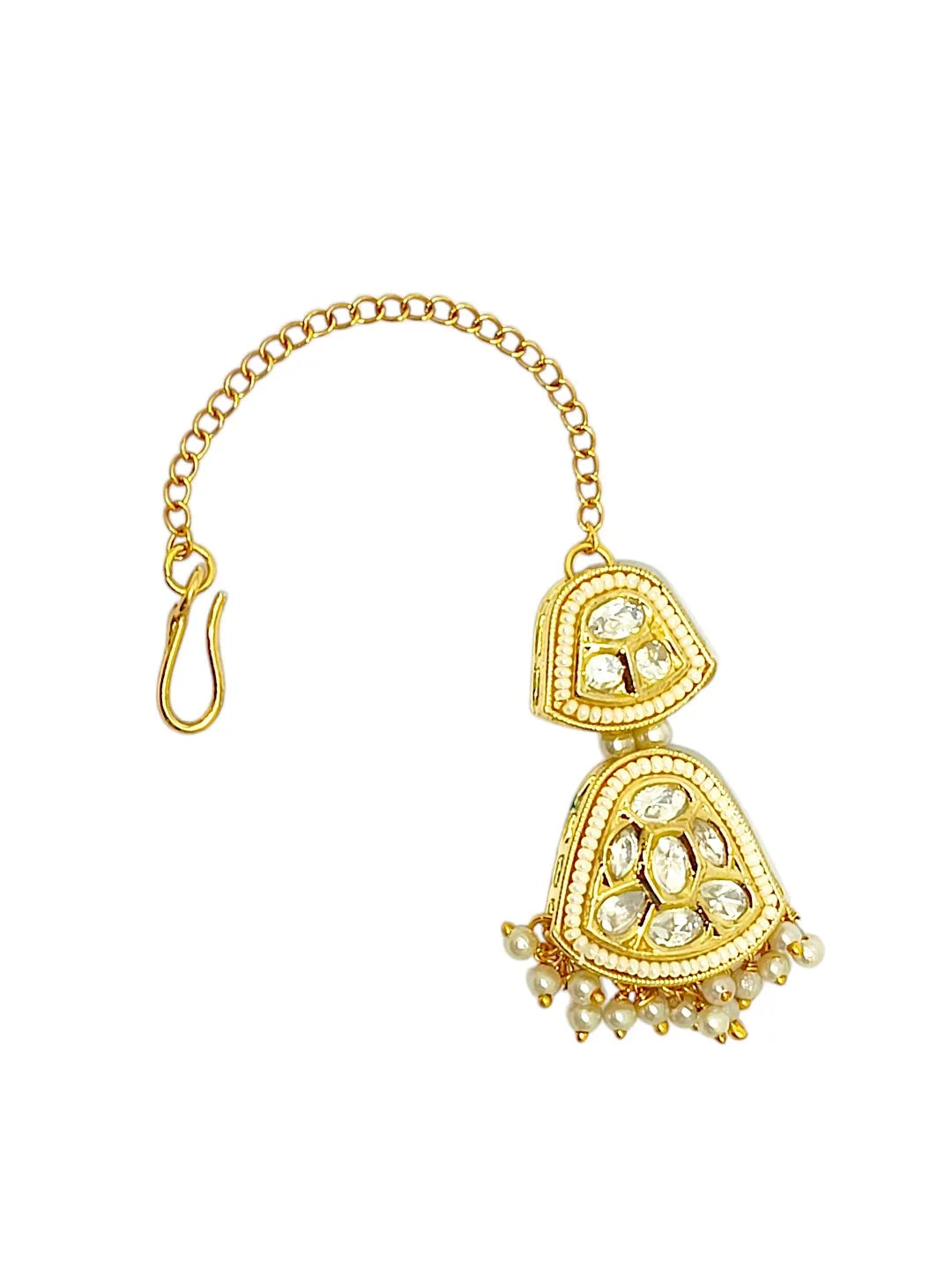 Gold-Plated Crystals Studded Maang Tikka Head Jewellery
