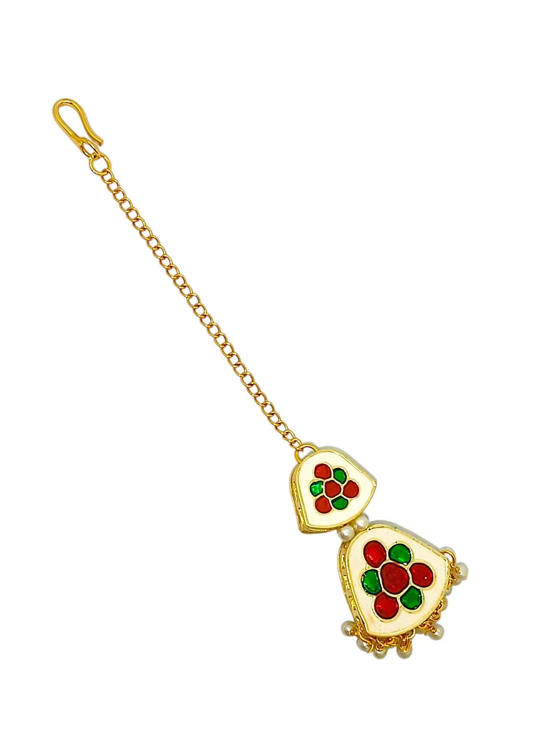 Gold-Plated Crystals Studded Maang Tikka Head Jewellery