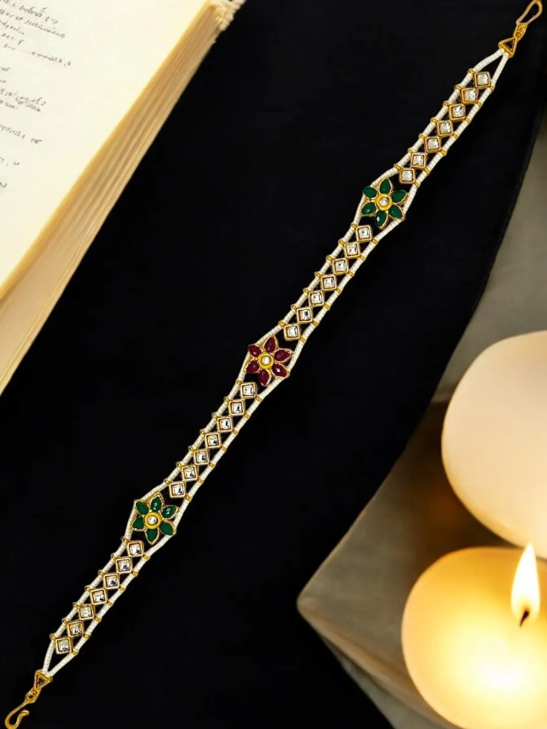 Gold-Plated Kundan Studded &  Beaded Matha Patti