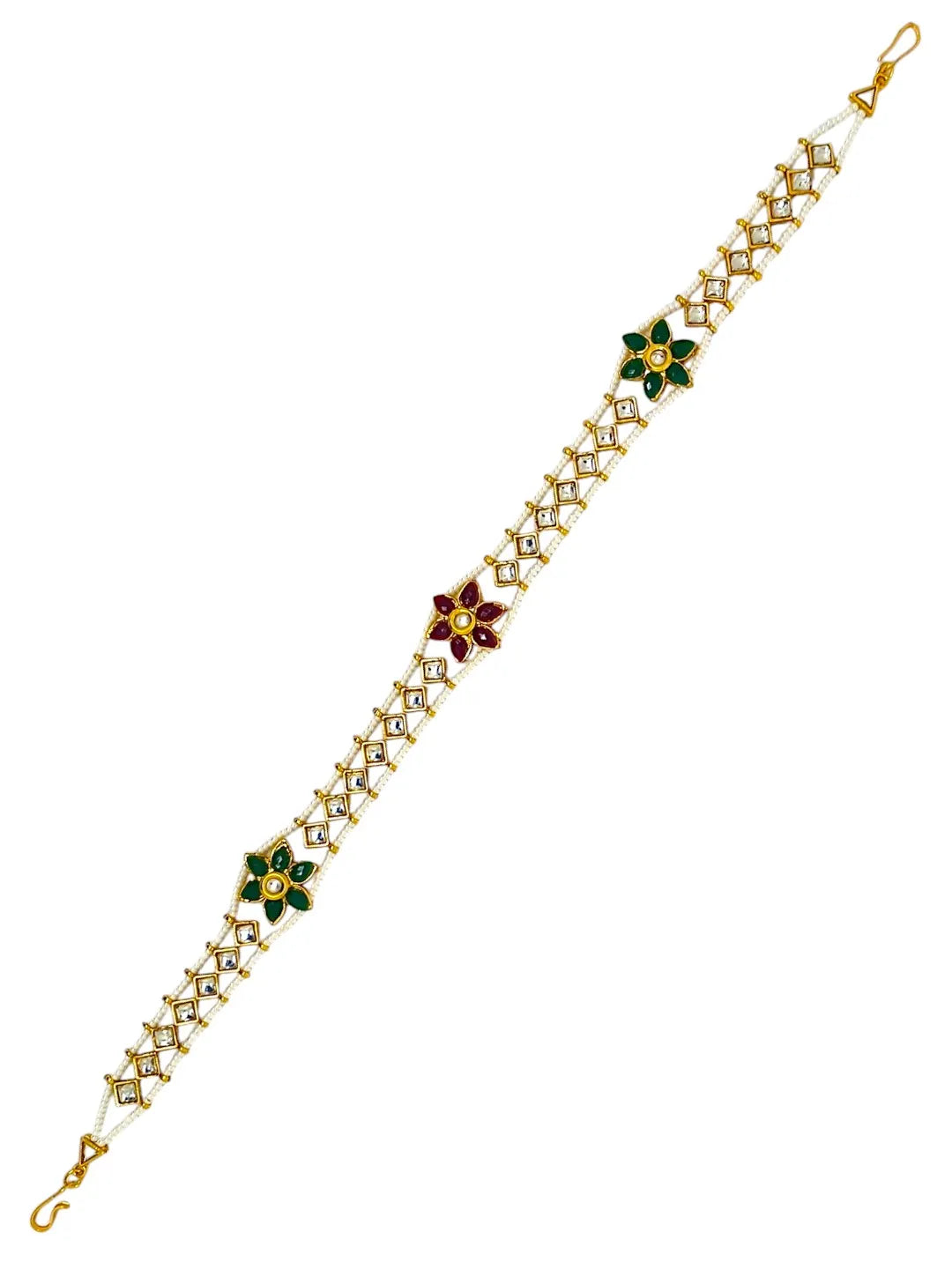 Gold-Plated Kundan Studded &  Beaded Matha Patti