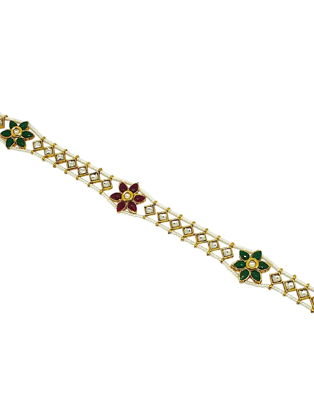 Gold-Plated Kundan Studded &  Beaded Matha Patti