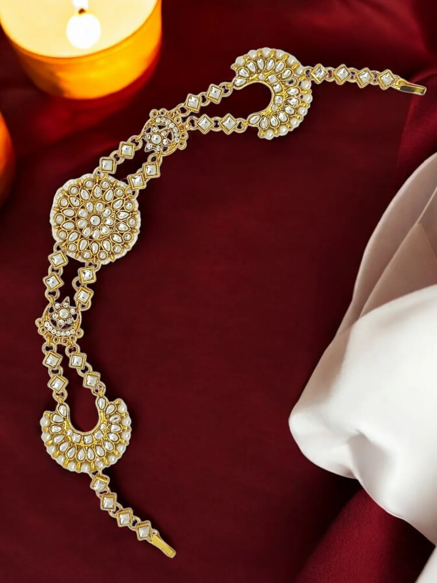 Gold-Plated Kundan Studded Layered Matha Patti