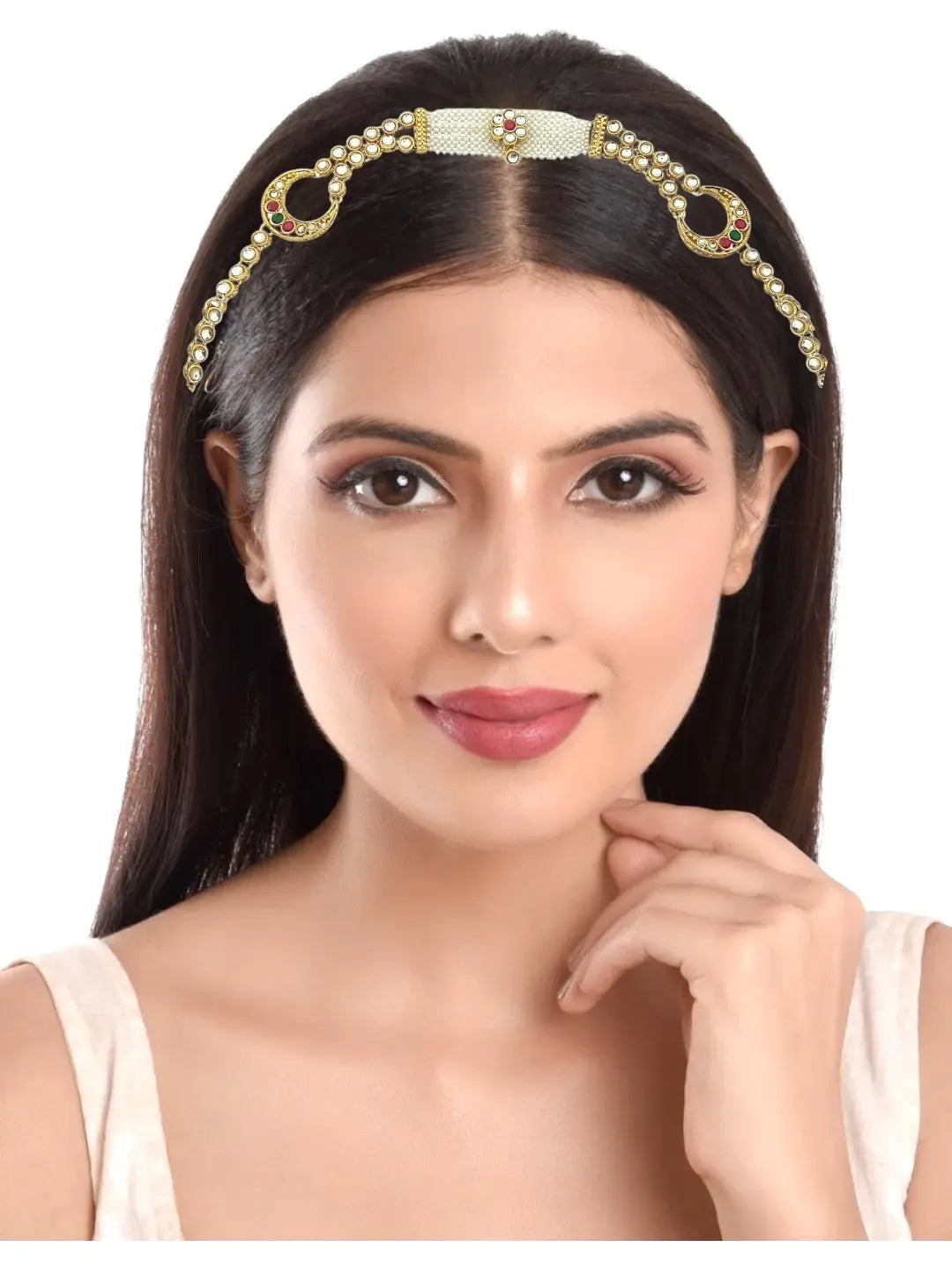 Gold-Plated Kundan Studded 2 Layer Matha Patti