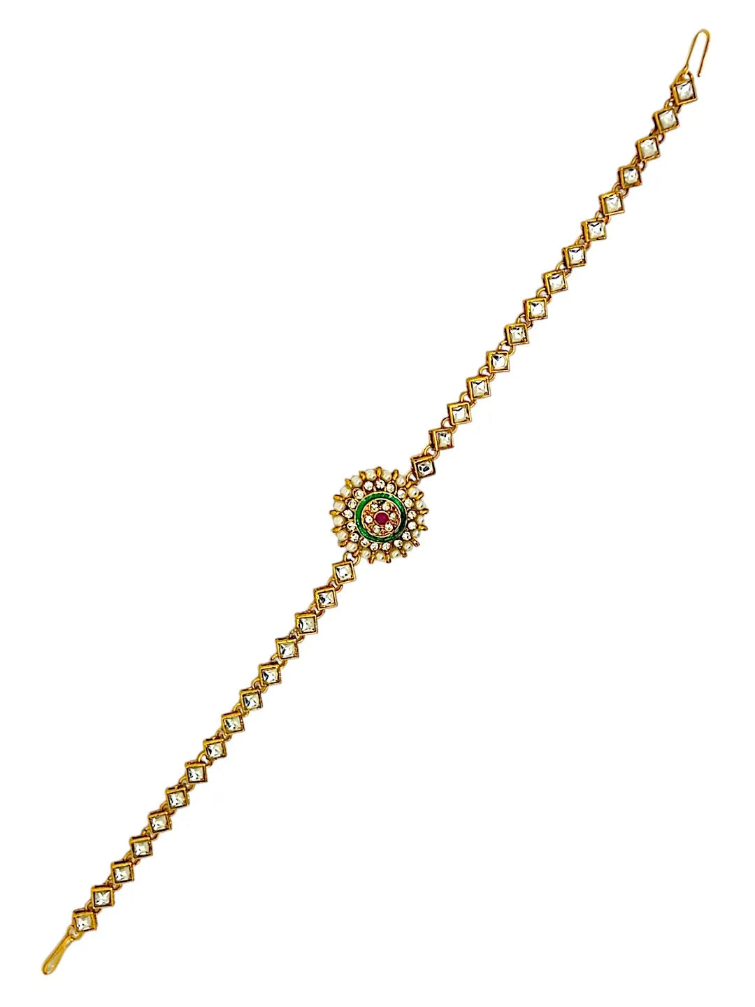 Gold-Plated Kundan Studded Round Shape Matha Patti
