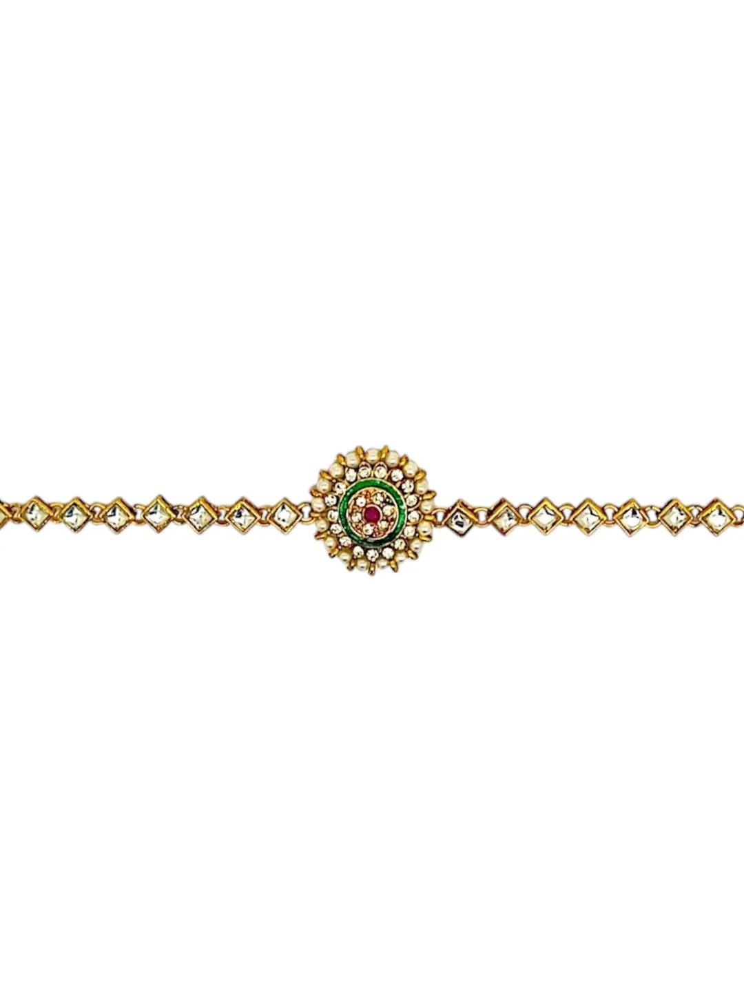Gold-Plated Kundan Studded Round Shape Matha Patti