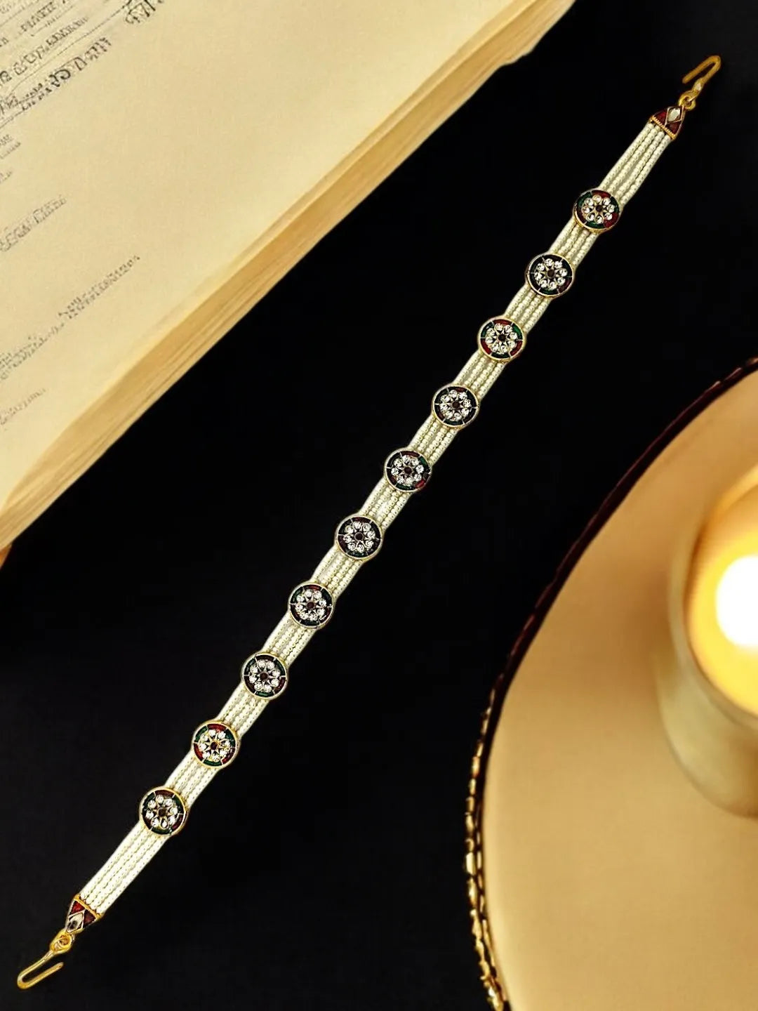Gold-Plated Artificial Stones and Beads Studded Matha Patti