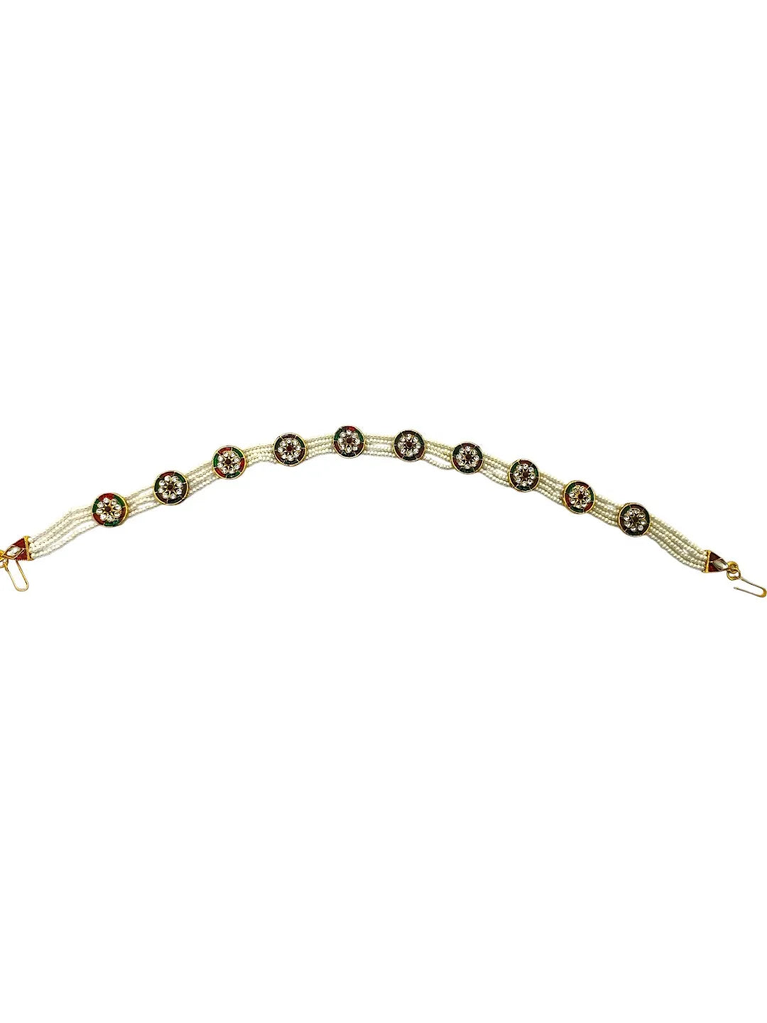 Gold-Plated Artificial Stones and Beads Studded Matha Patti