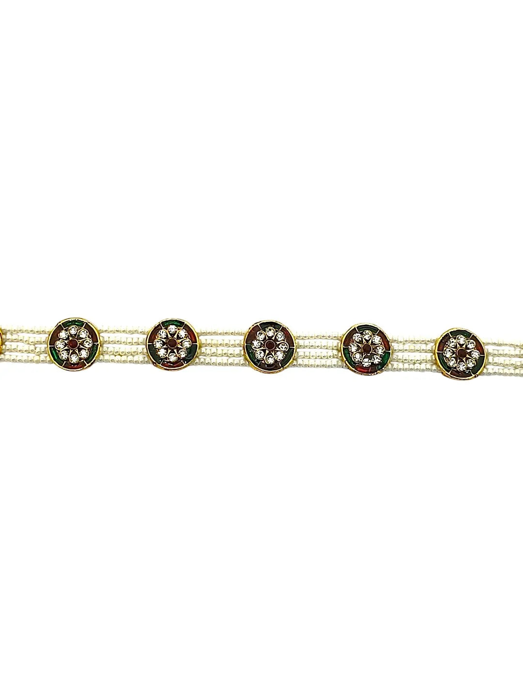 Gold-Plated Artificial Stones and Beads Studded Matha Patti