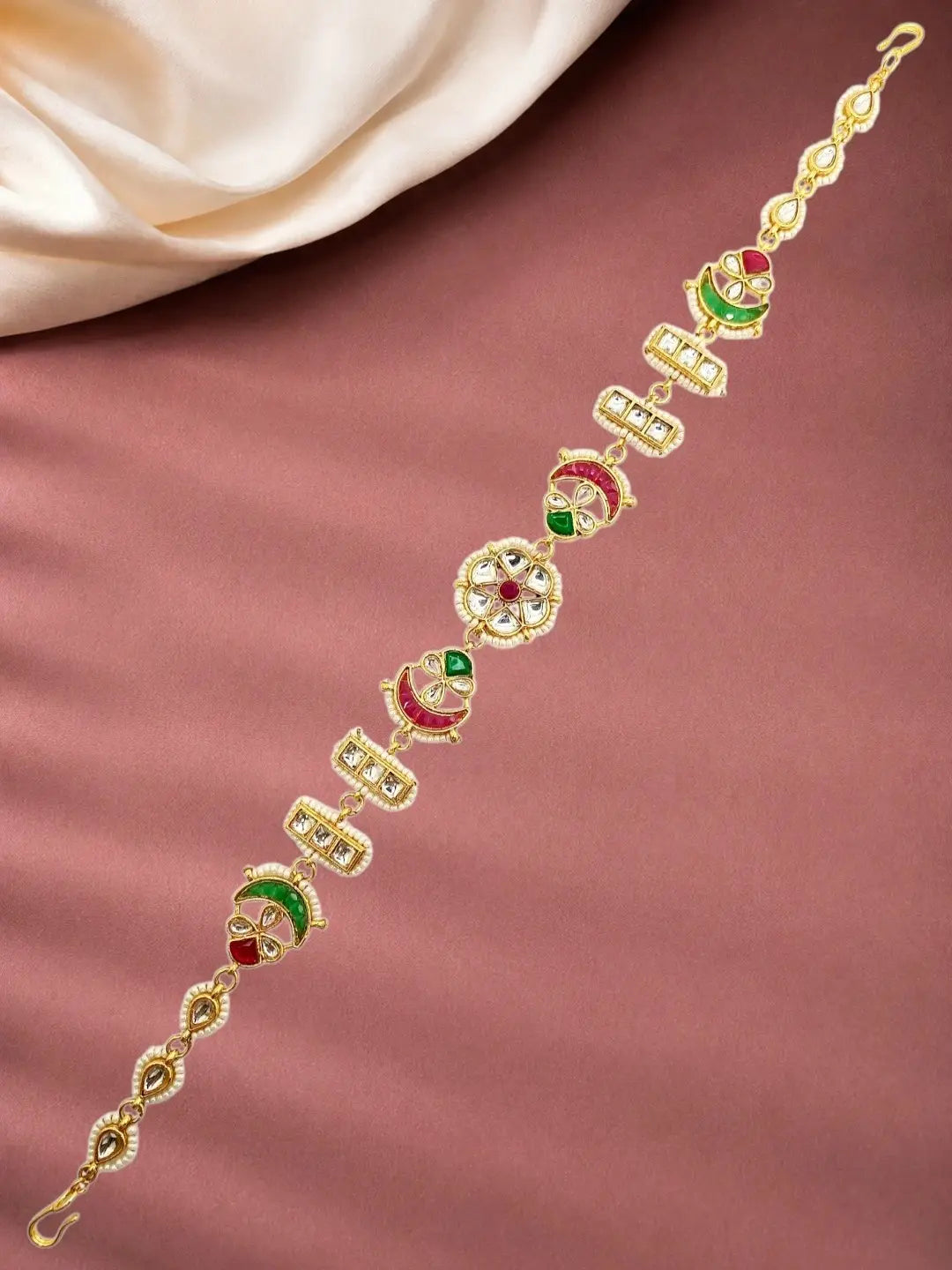 Gold Plated Kundan Mathapatti Sheeshphool Head Jewellery