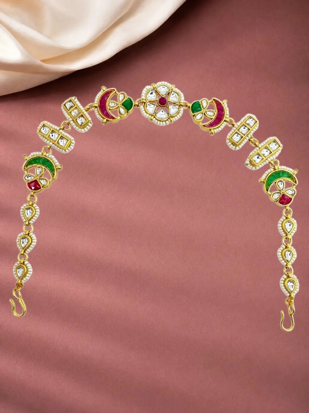 Gold Plated Kundan Mathapatti Sheeshphool Head Jewellery