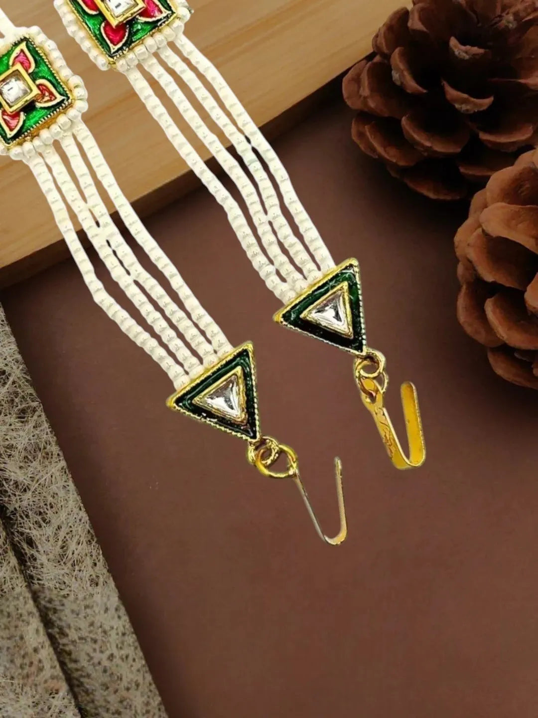 Gold Plated Square Kundan Meenakari Sheeshphool Mathapatti