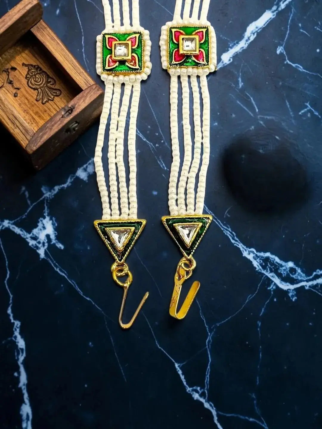 Gold Plated Square Kundan Meenakari Sheeshphool Mathapatti