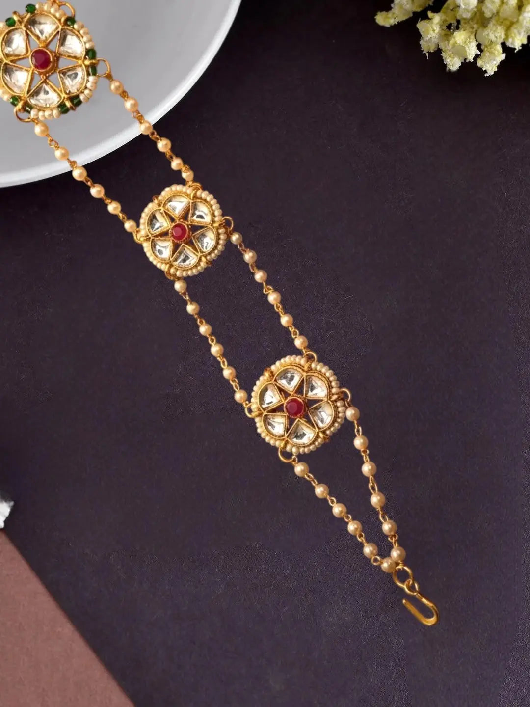 Gold Plated Kundan Layered Sheeshphool Mathapatti