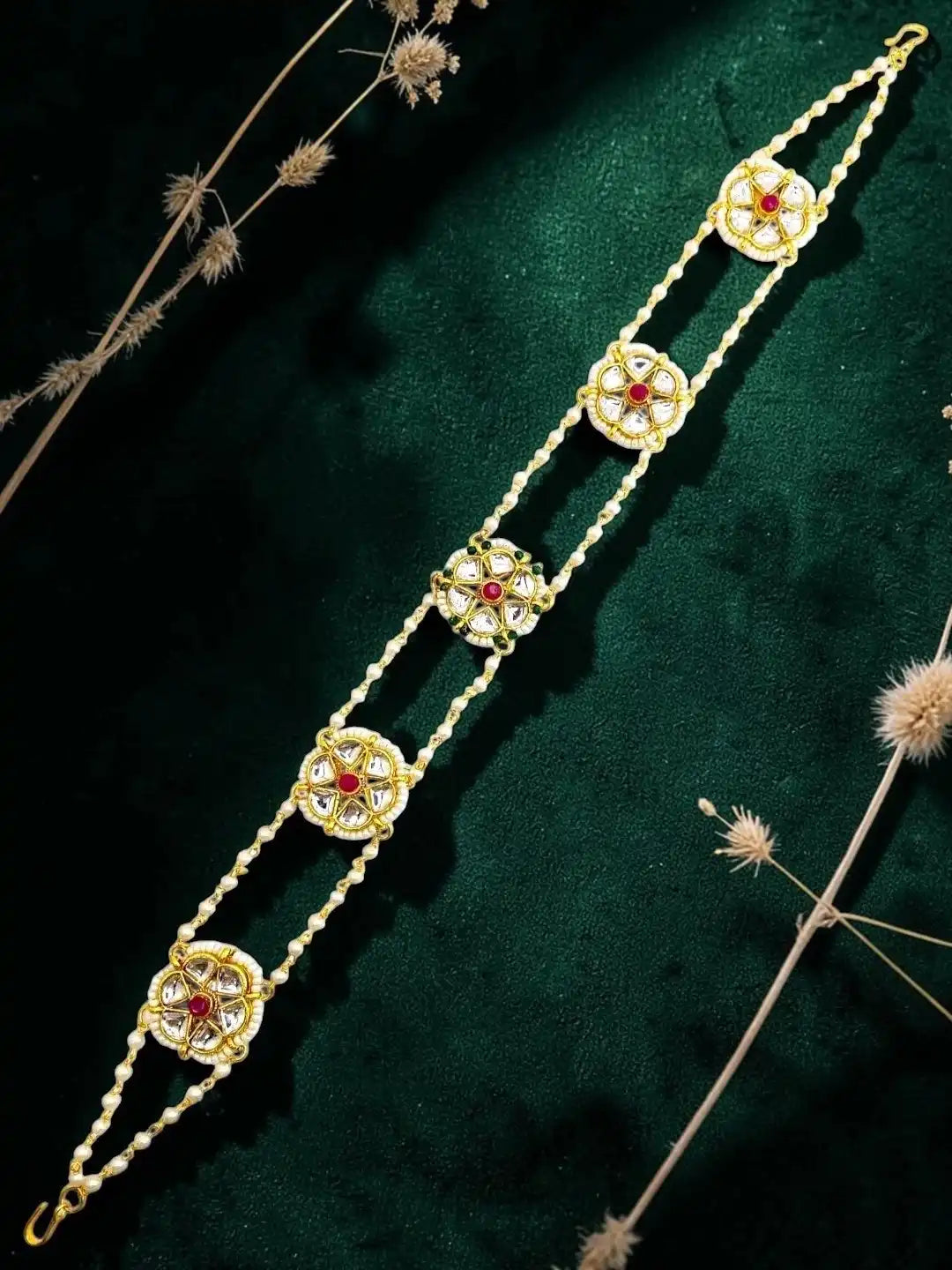Gold Plated Kundan Layered Sheeshphool Mathapatti