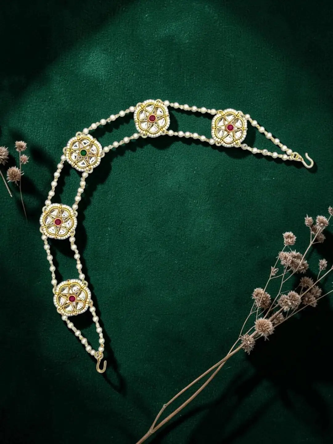 Gold Plated Kundan Layered Sheeshphool Mathapatti