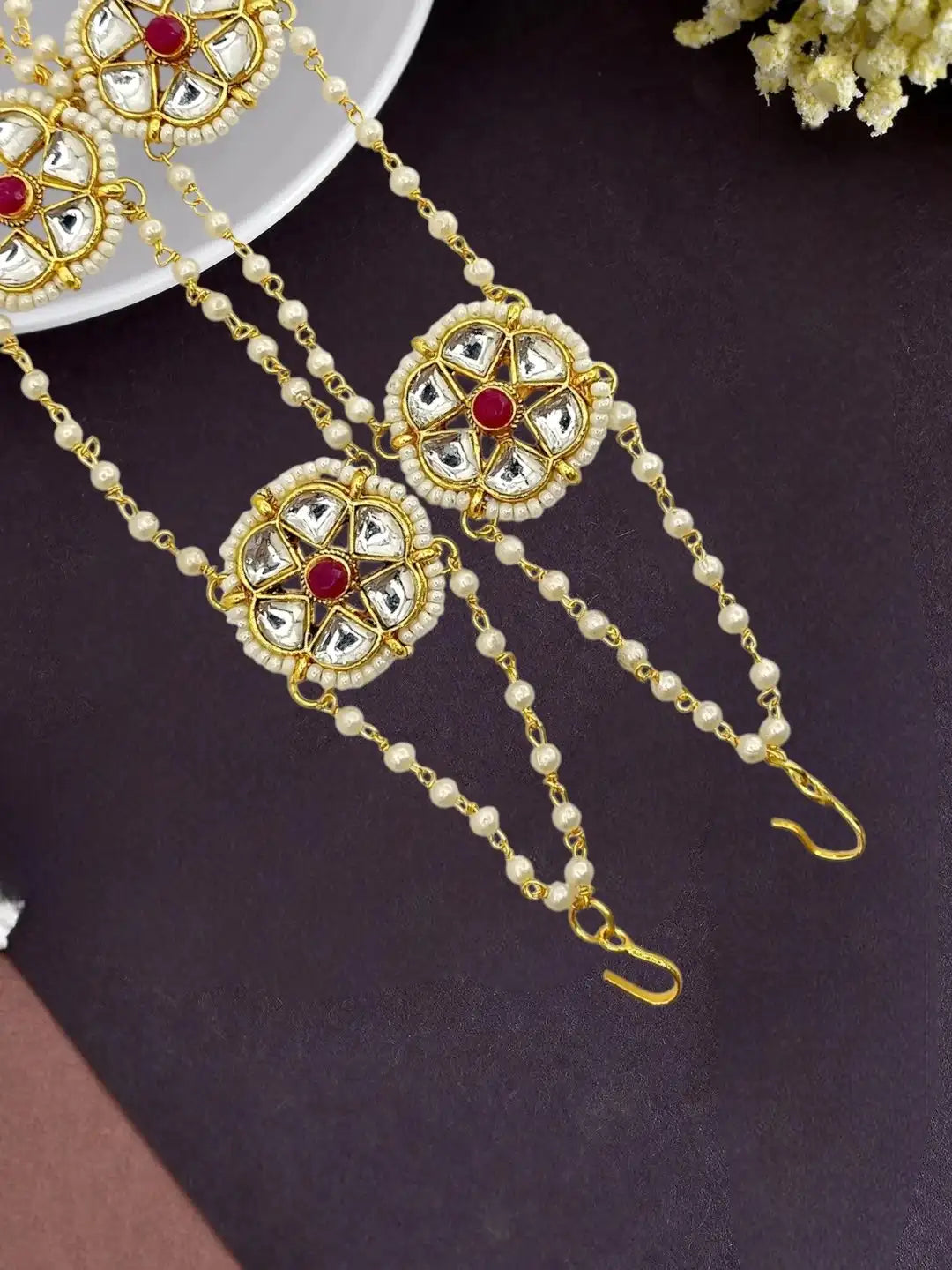 Gold Plated Kundan Layered Sheeshphool Mathapatti