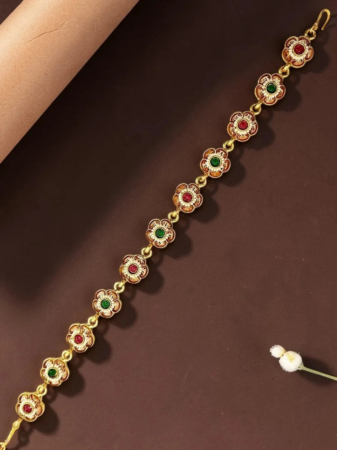 Gold Plated Floral  Kundan Mathapatti Sheeshphool