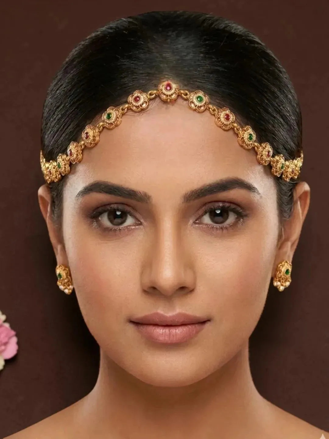 Gold Plated Floral  Kundan Mathapatti Sheeshphool