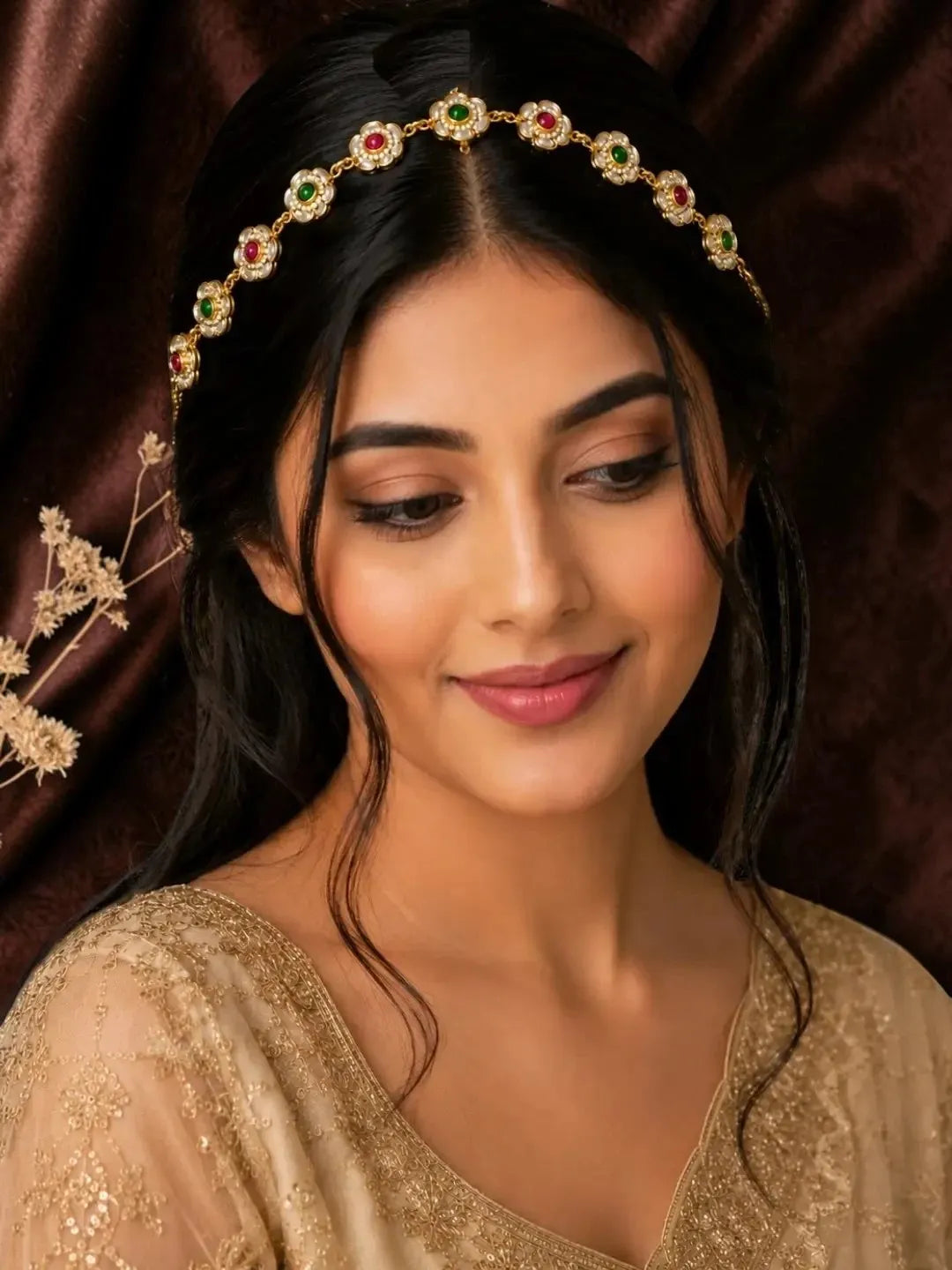 Gold Plated Floral Design Mathapatti Sheeshphool