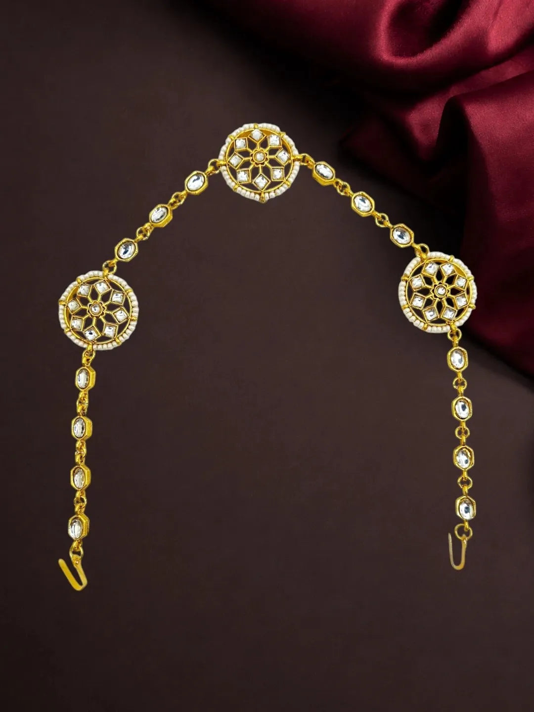 Gold Plated Mandala Kundan Mathapatti Sheeshphool