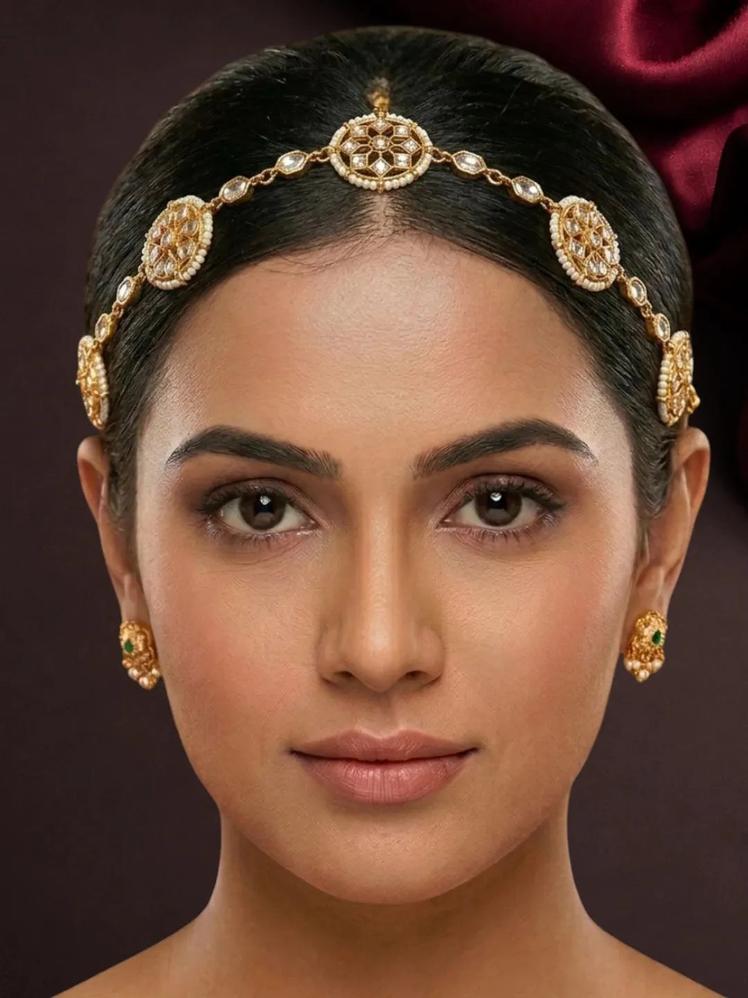 Gold Plated Mandala Kundan Mathapatti Sheeshphool