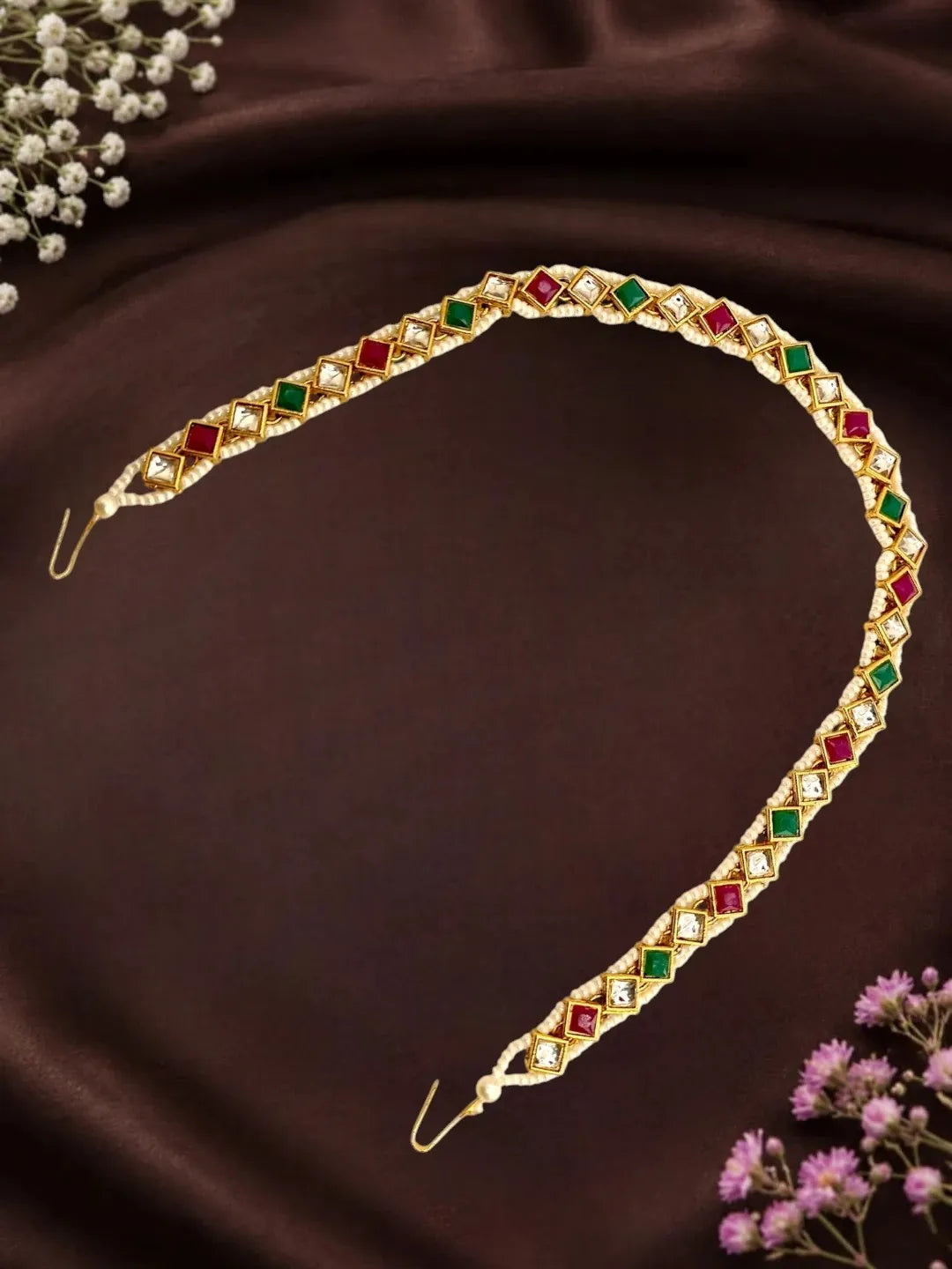 Gold Plated Sleek Kundan Mathapatti Sheeshphool