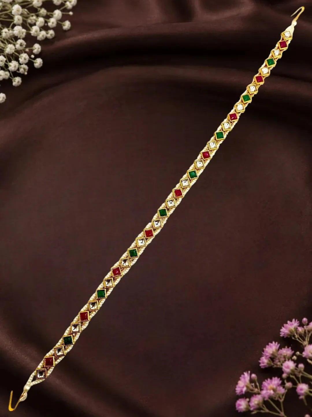 Gold Plated Sleek Kundan Mathapatti Sheeshphool