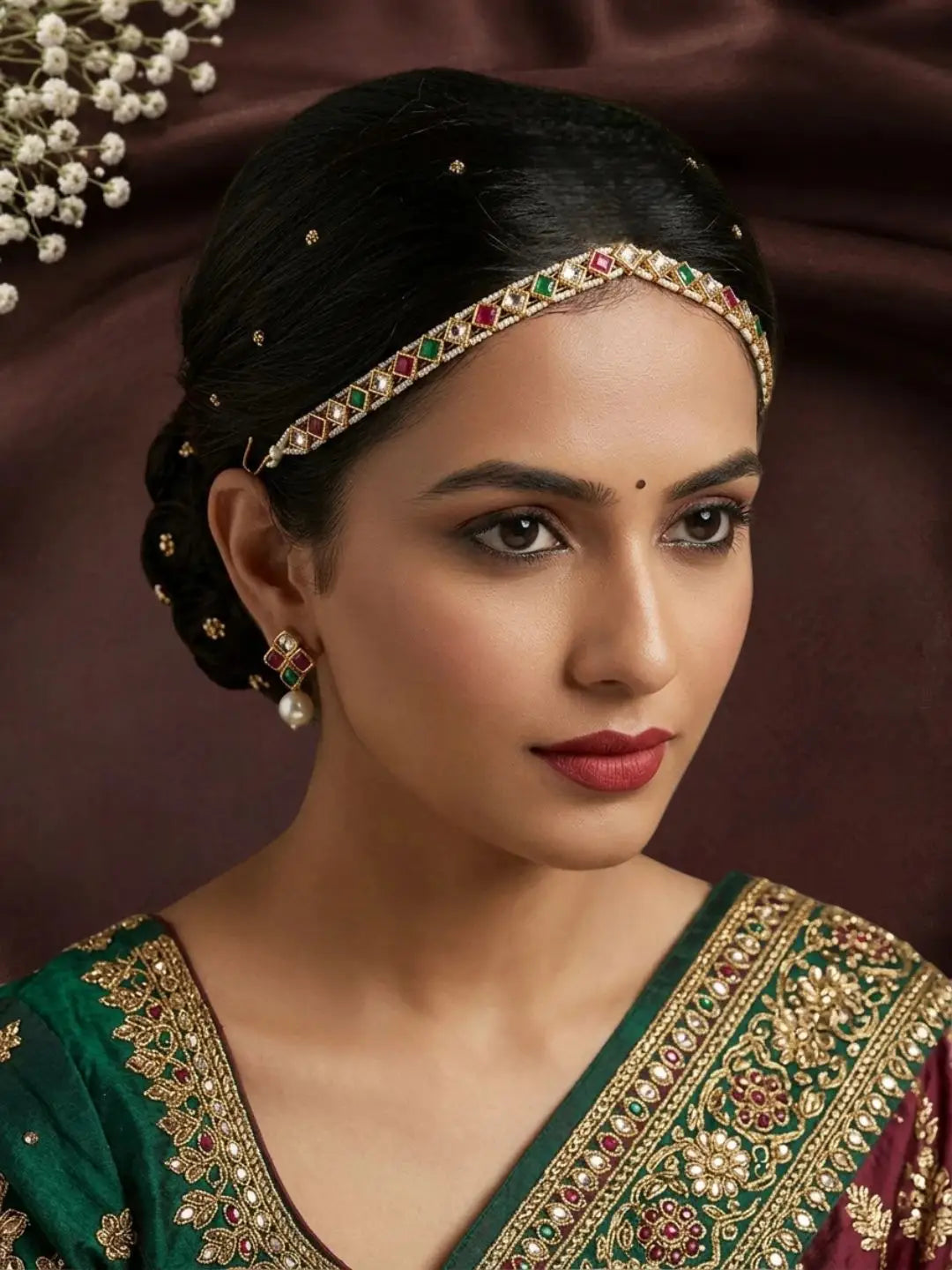 Gold Plated Sleek Kundan Mathapatti Sheeshphool