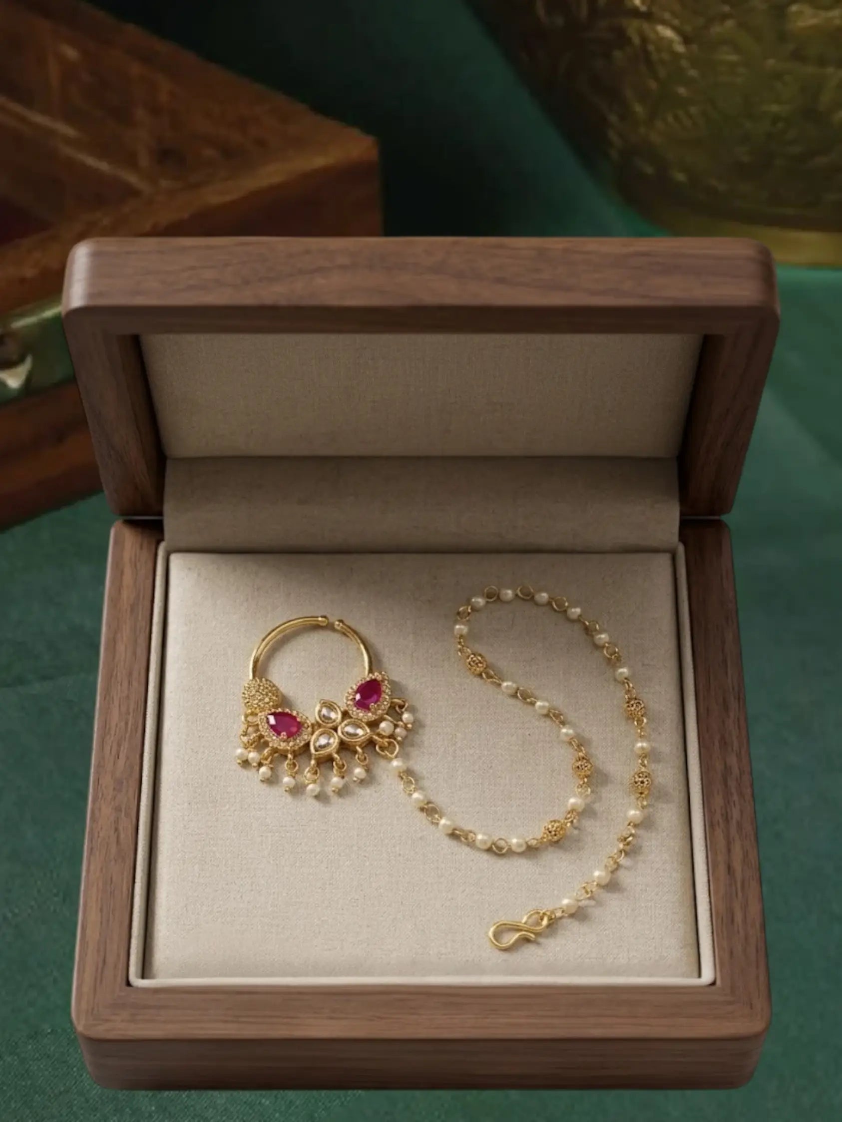 Gold Plated American Diamond Nose Ring Nathiya