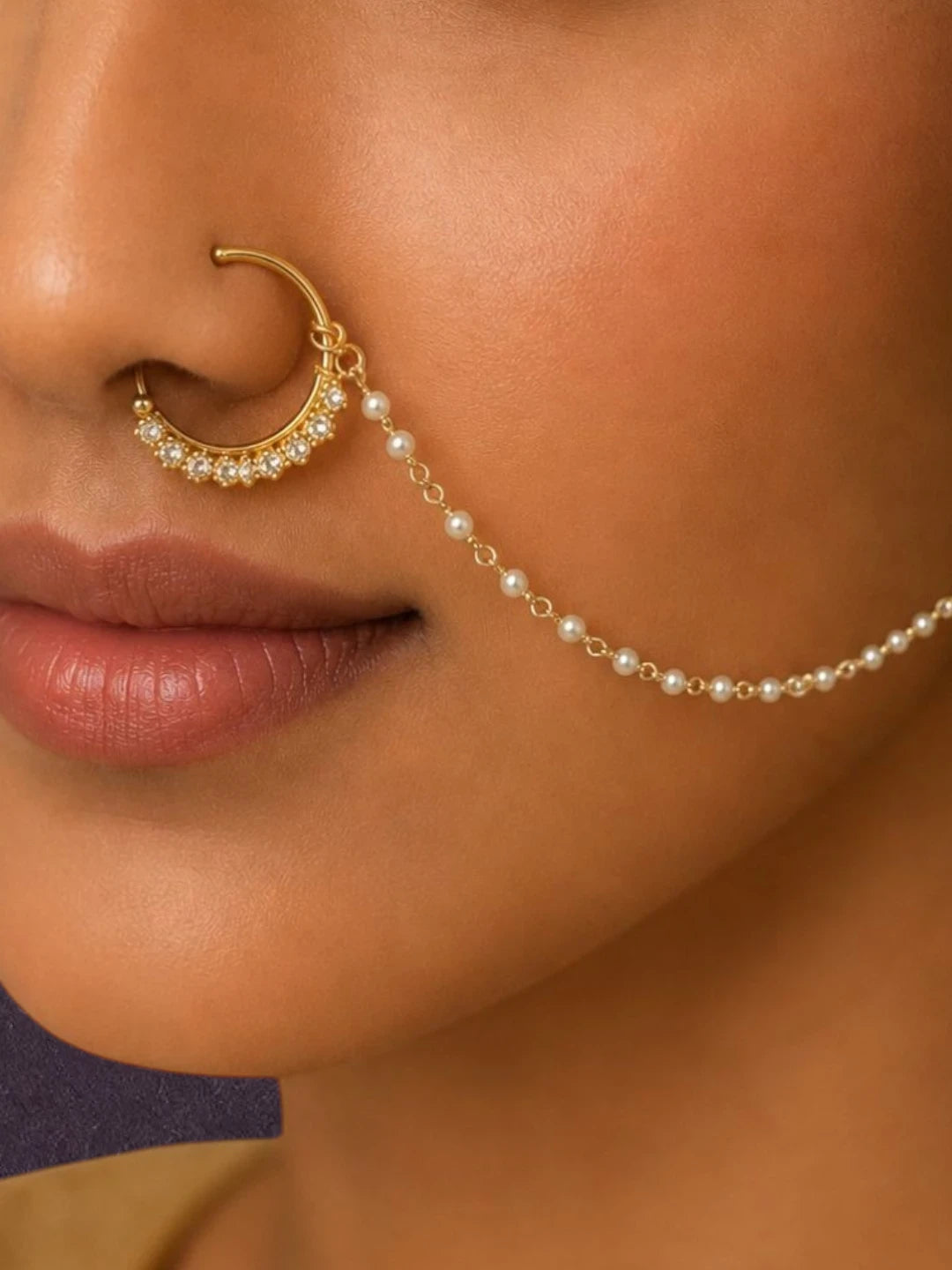 Gold Plated Radha Nose Ring Nathiya