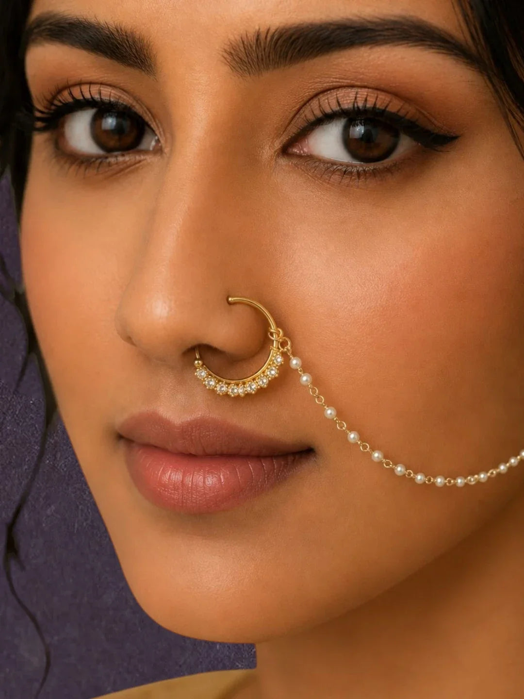 Gold Plated Radha Nose Ring Nathiya