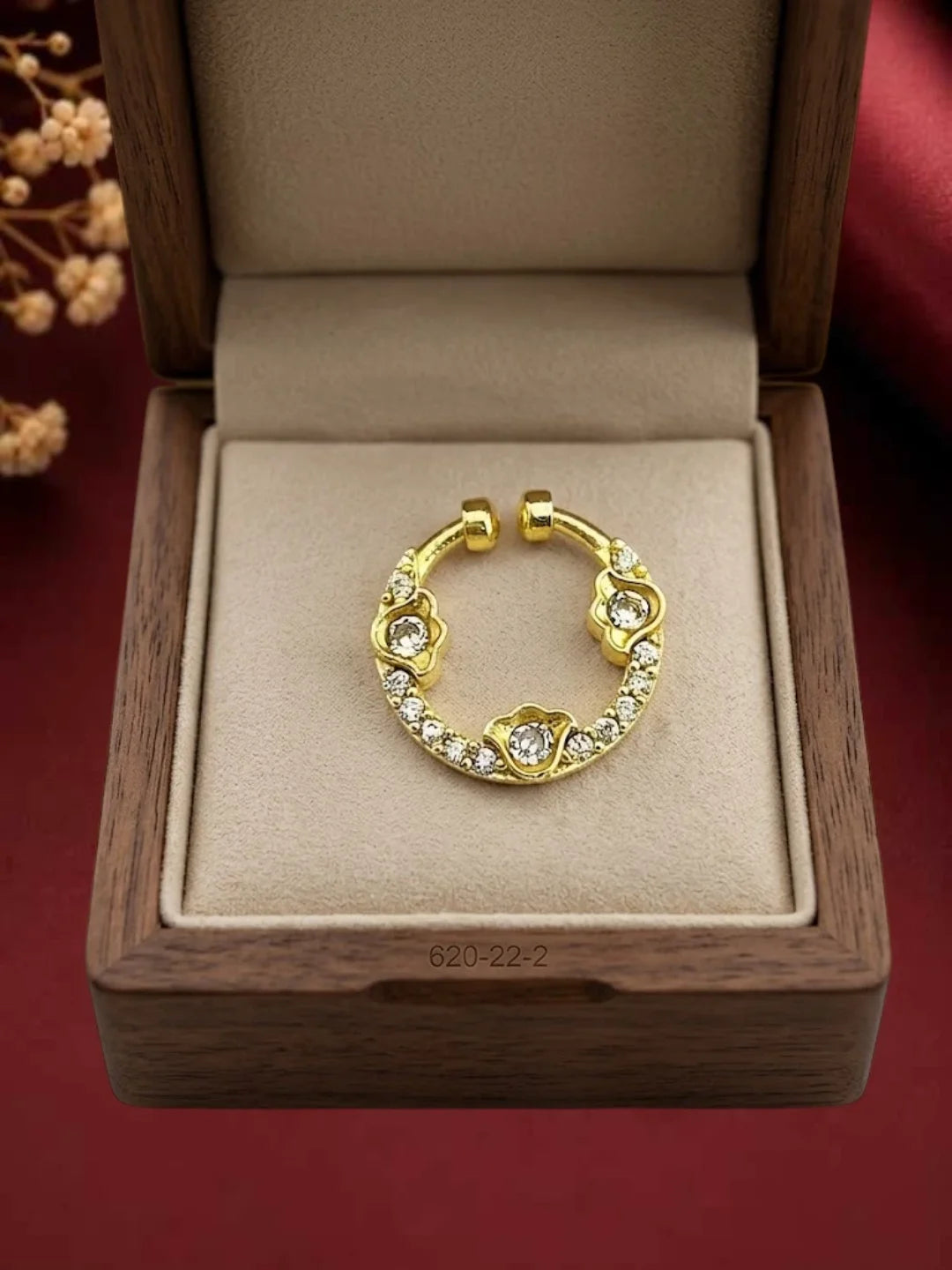 Gold Plated Pink AD Septum Pressing Nose Ring Nath