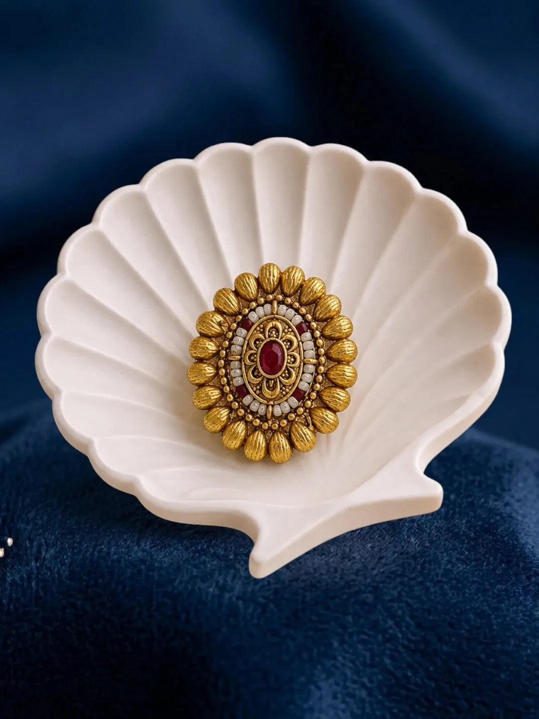 Gold Plated Rajwadi Adjustable Finger Ring