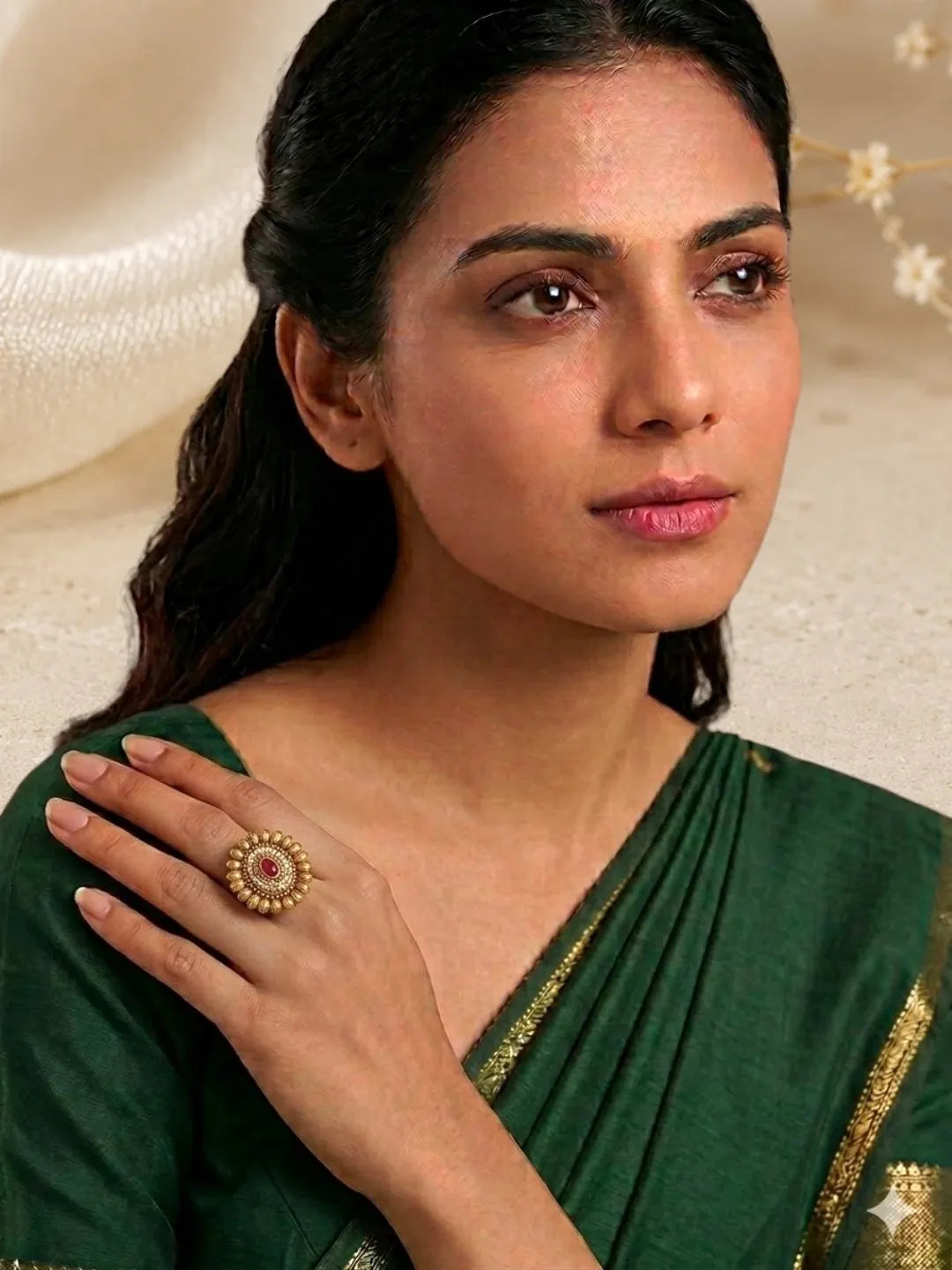 Gold Plated Rajwadi Adjustable Finger Ring