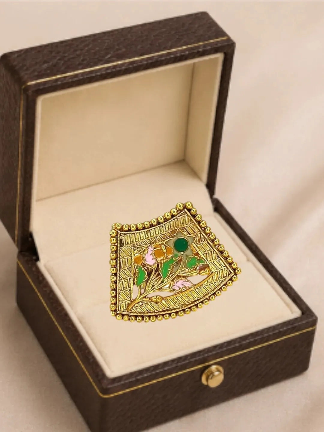 Gold Plated Meenakari Adjustable Finger Ring