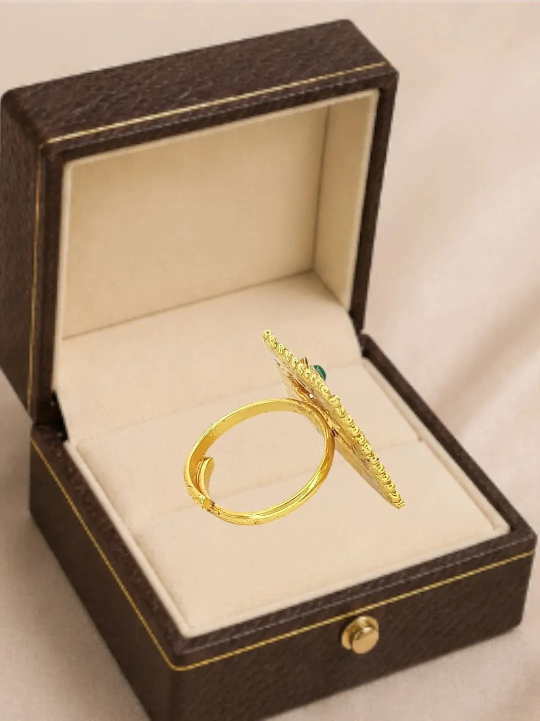 Gold Plated Meenakari Adjustable Finger Ring